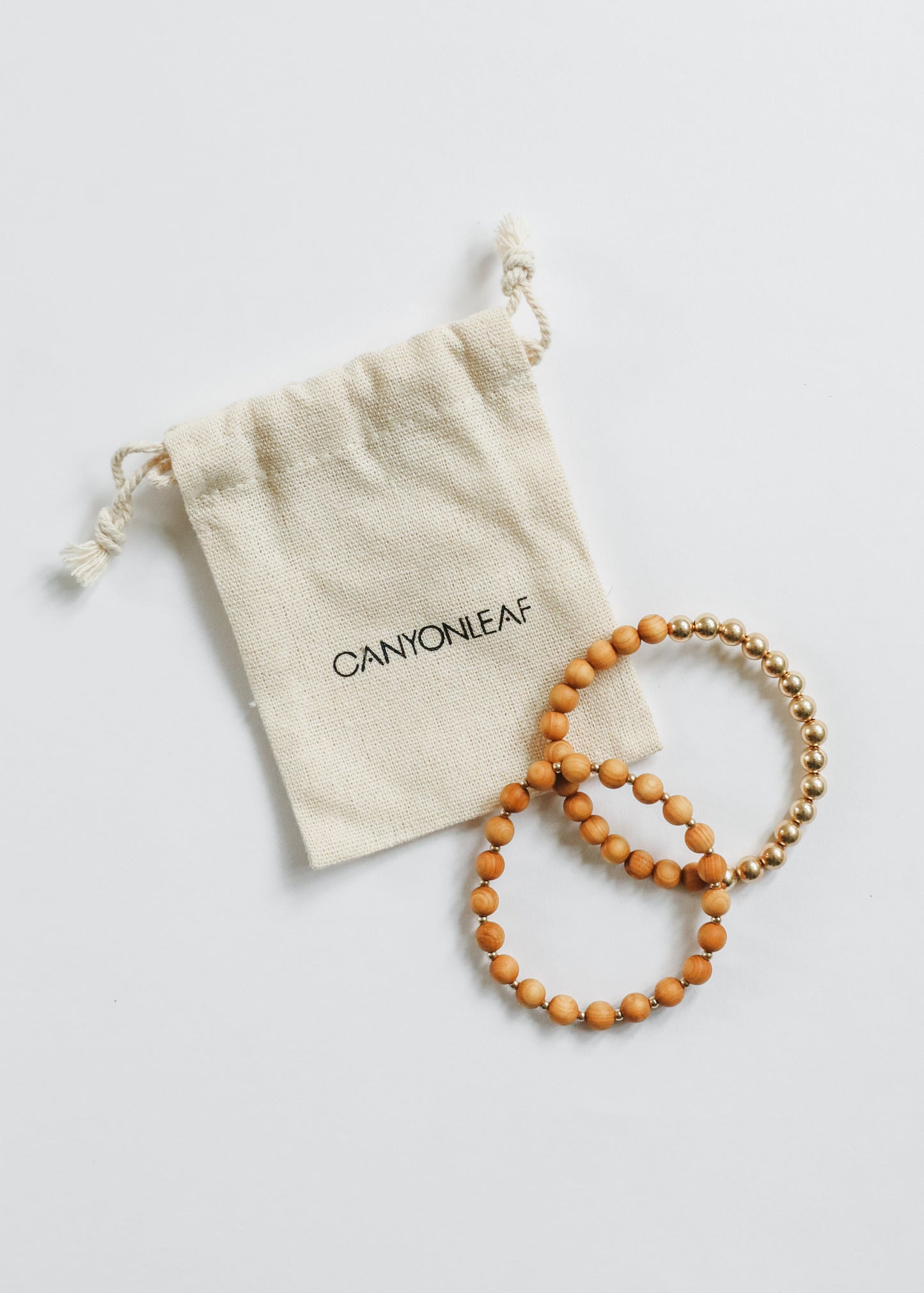 Madera de ciprés: Sol dorado + Luna || Pulseras para adultos