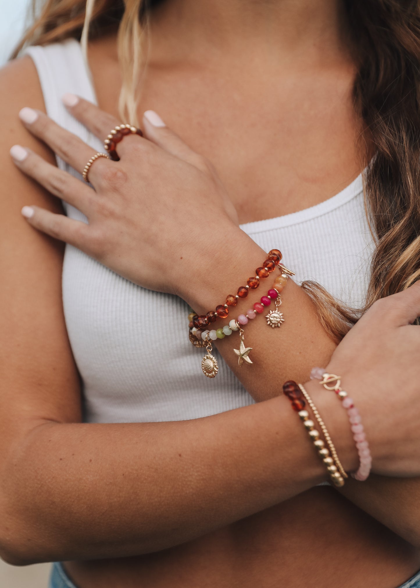 Ámbar del Mar Báltico: Sol dorado + Luna || Pulseras para adultos