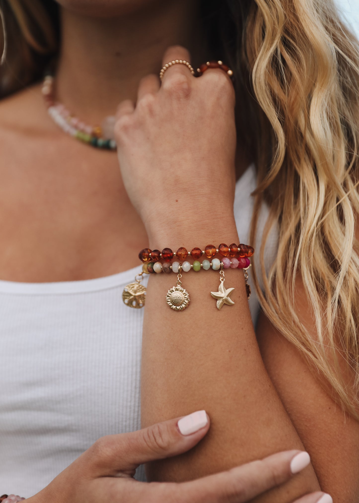 Ámbar del Mar Báltico: Sol dorado + Luna || Pulseras para adultos