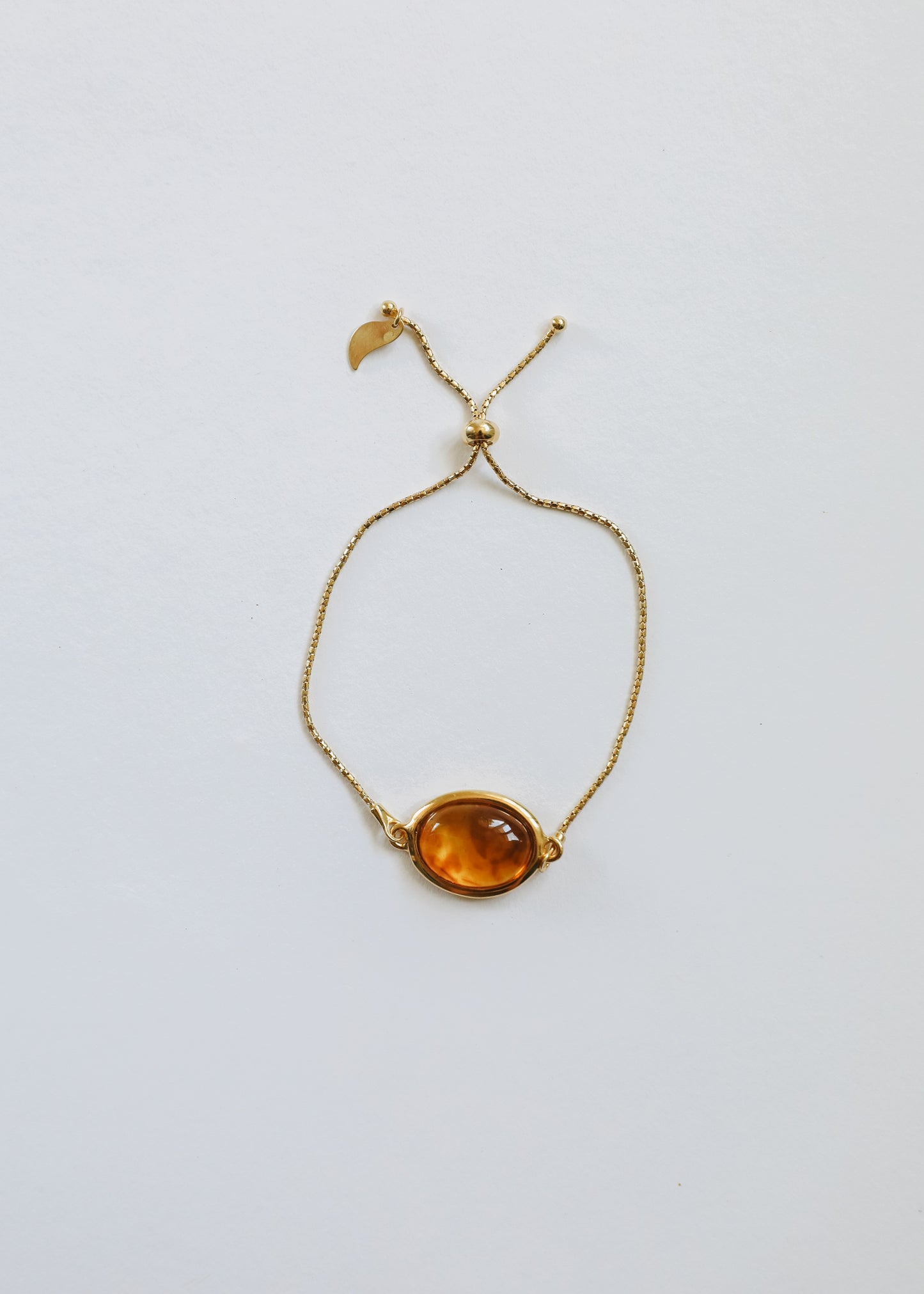 Natural Color Amber + Gold Lariat || Adult Bracelet