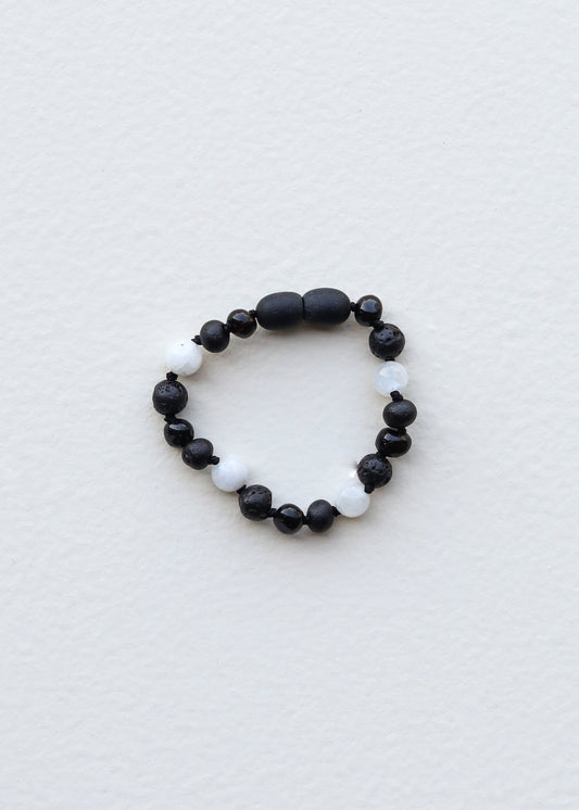 Coñac crudo Ámbar báltico + Piedra lunar || Collar