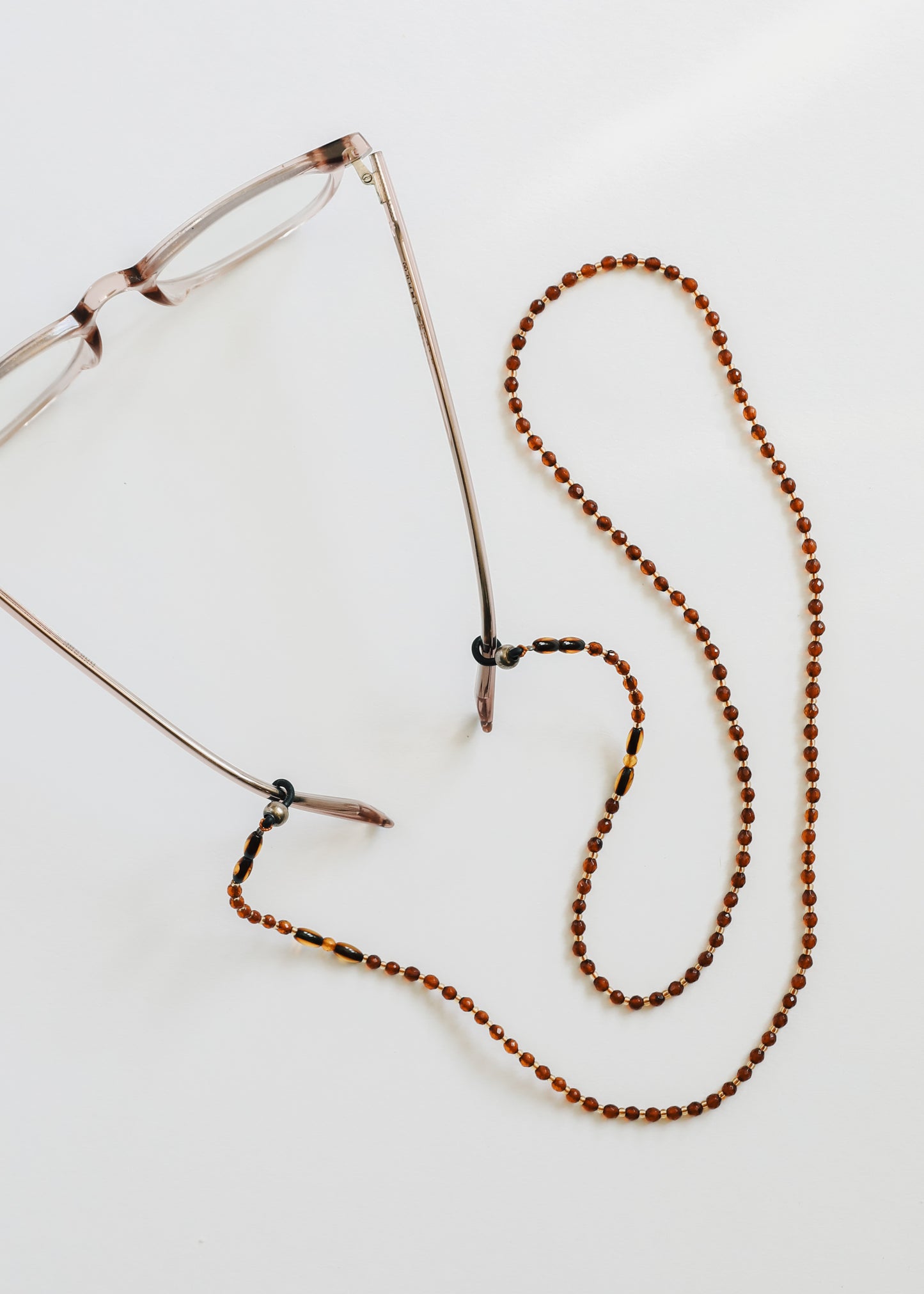 Collar de gafas de ámbar del mar Báltico - Coñac natural