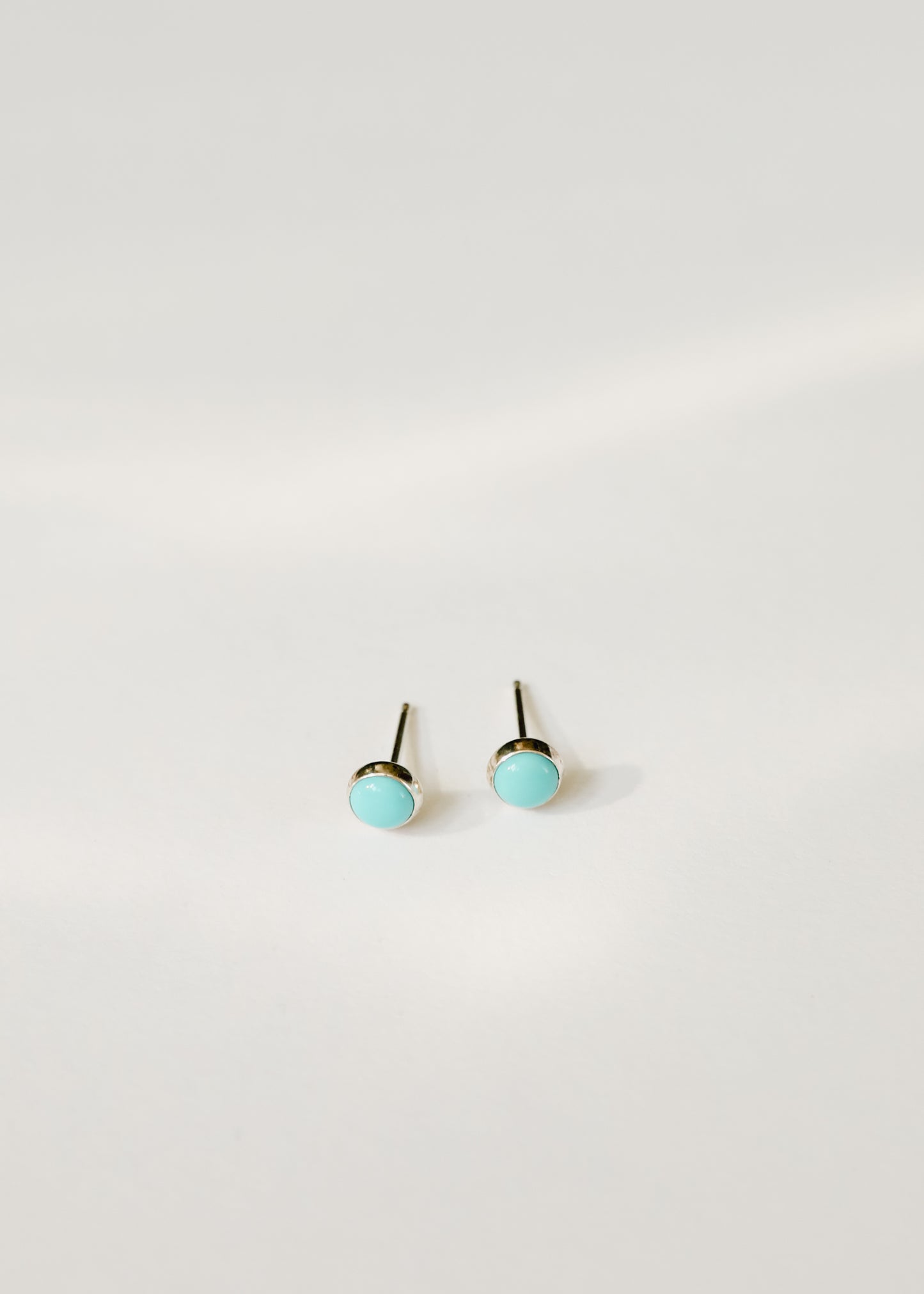 Sterling Silver + Kingman Turquoise Stud Earrings || Classic ||