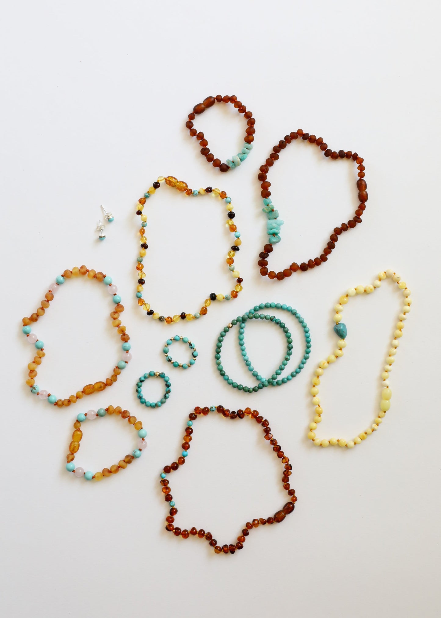 Baltic Amber and Natural Turquoise || Necklace