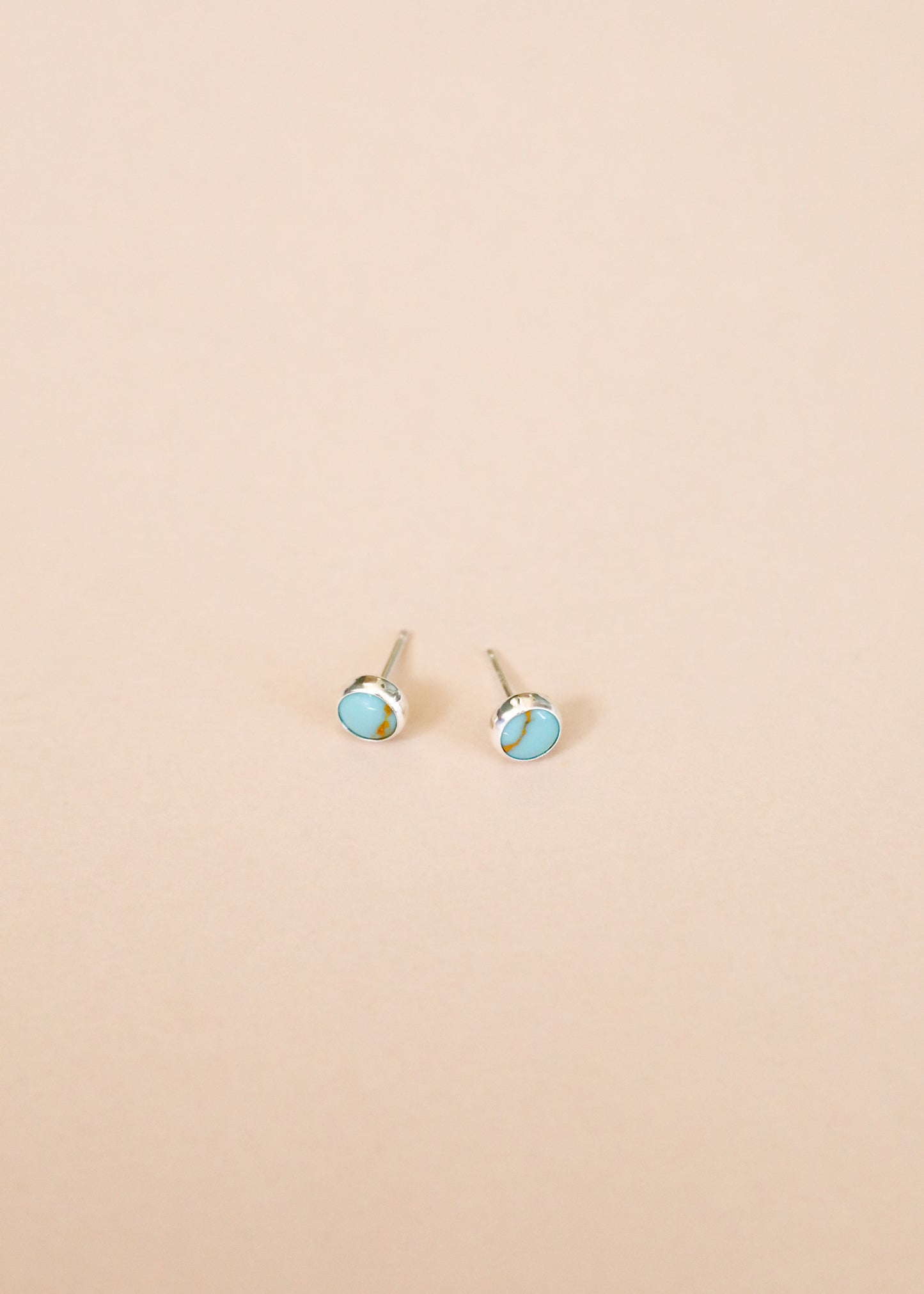 Sterling Silver + Kingman Turquoise Stud Earrings || Classic ||