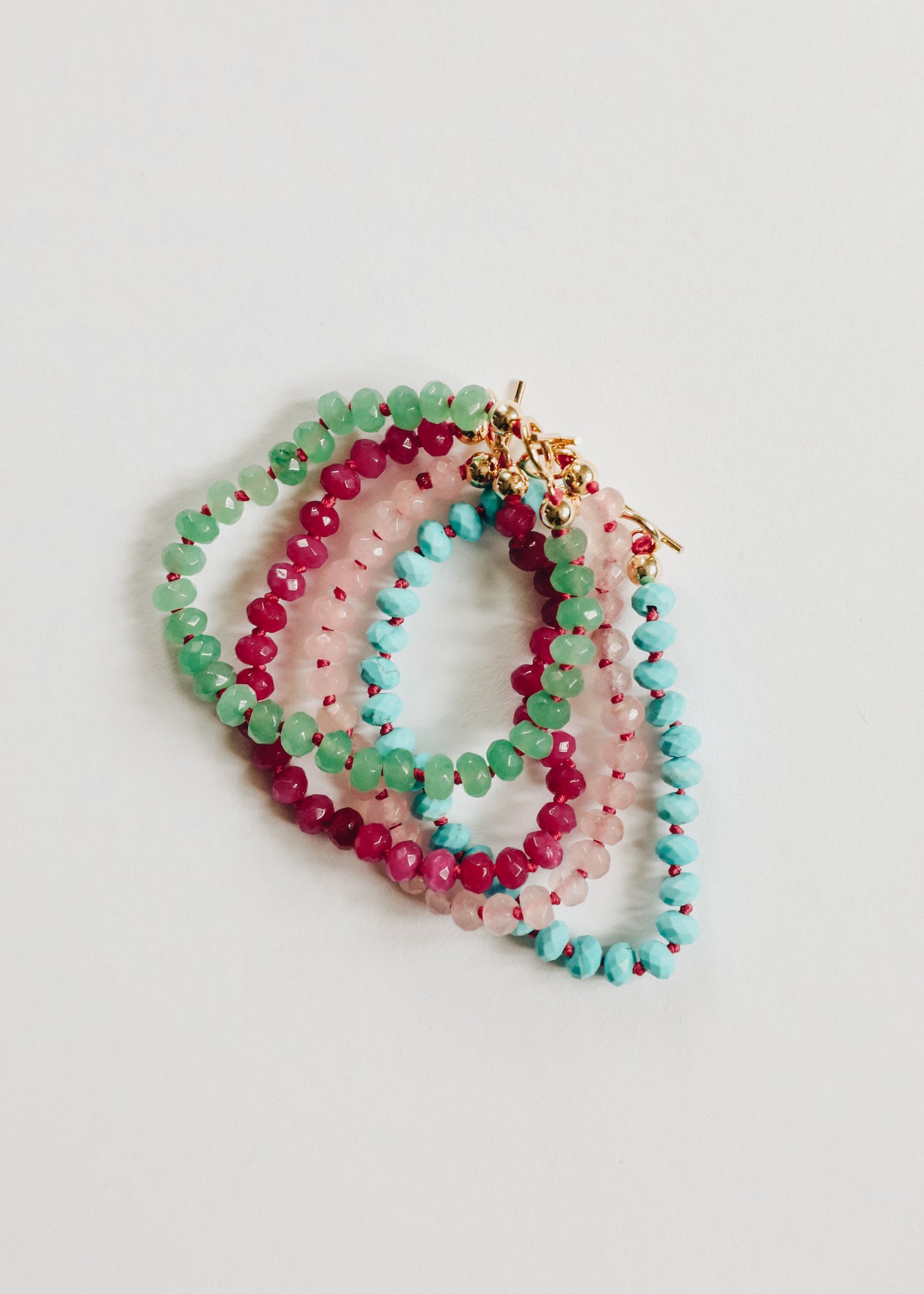 Pink Jade + 14k Gold Filled Toggle || Gemstone Bracelet