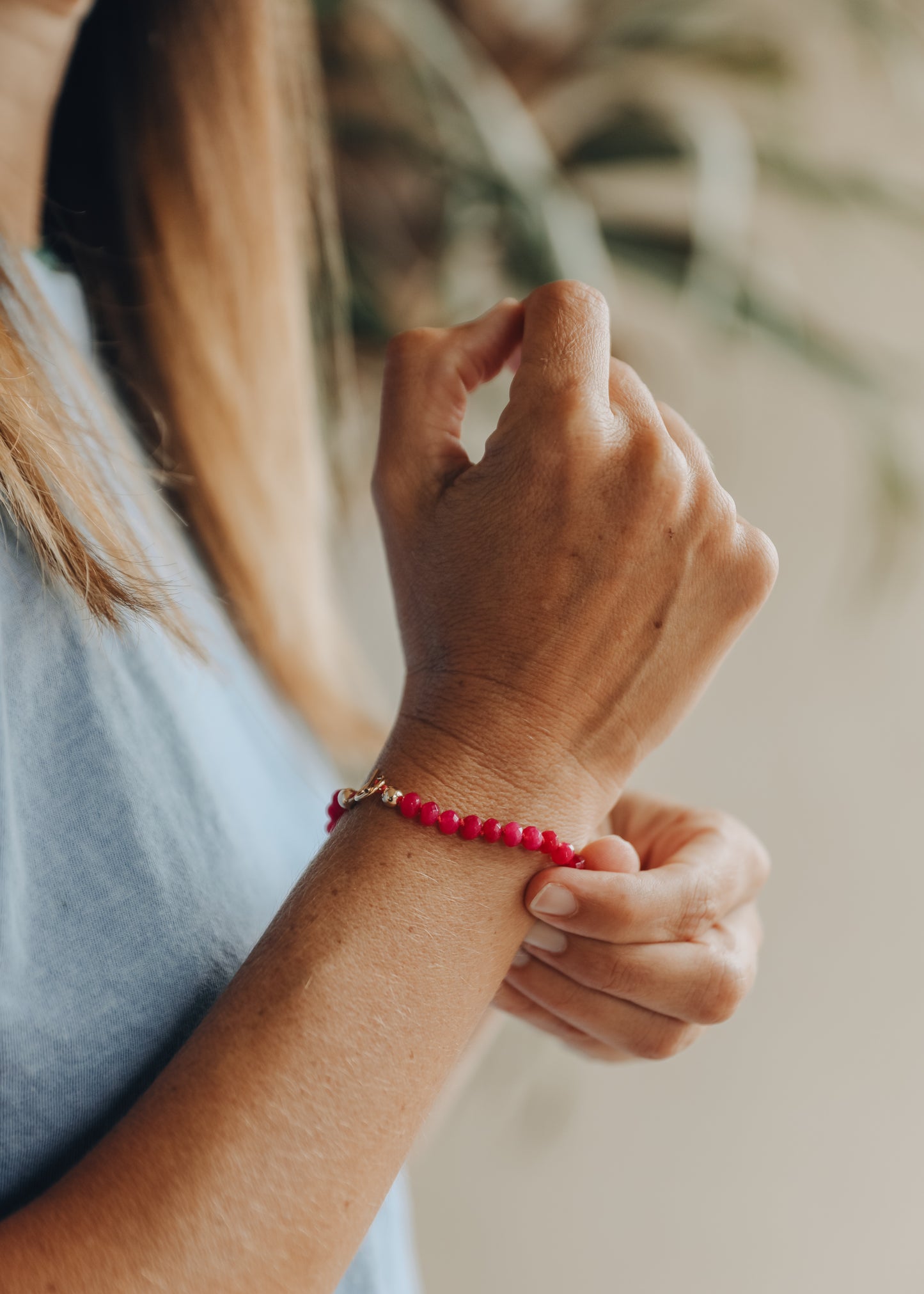 Pink Jade + 14k Gold Filled Toggle || Gemstone Bracelet