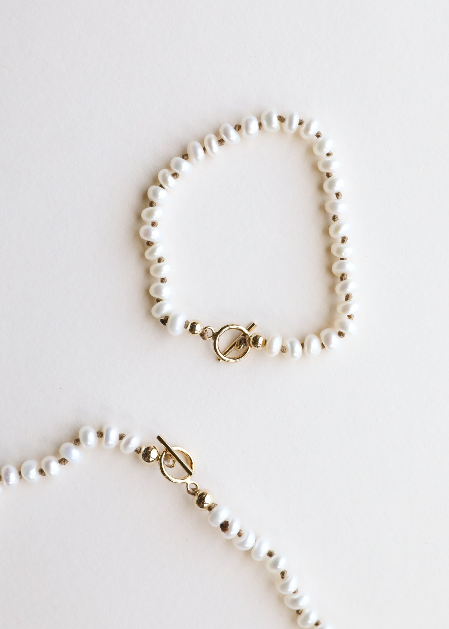 Dainty Natural Pearl + 14k Gold Filled Toggle || Anklet or Bracelet