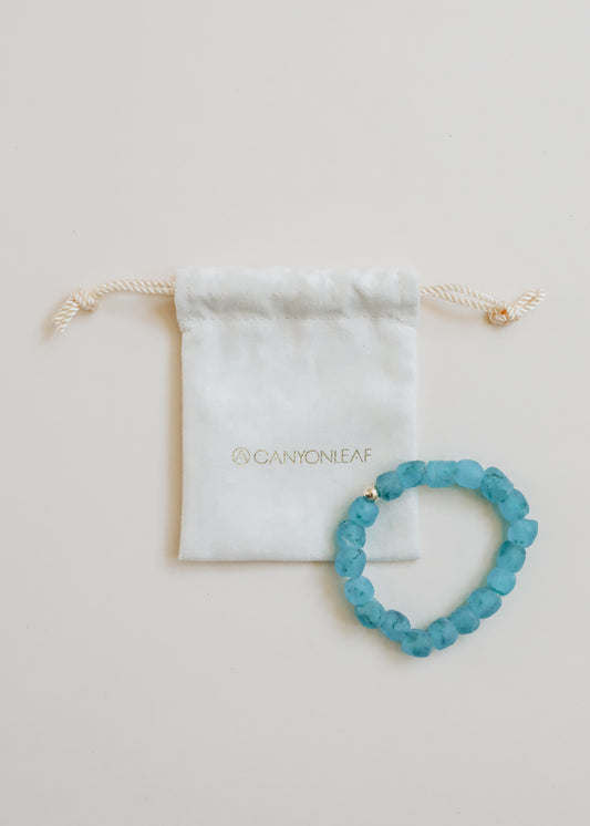 Vintage Turquoise Blue Sea Glass || Adult Bracelet