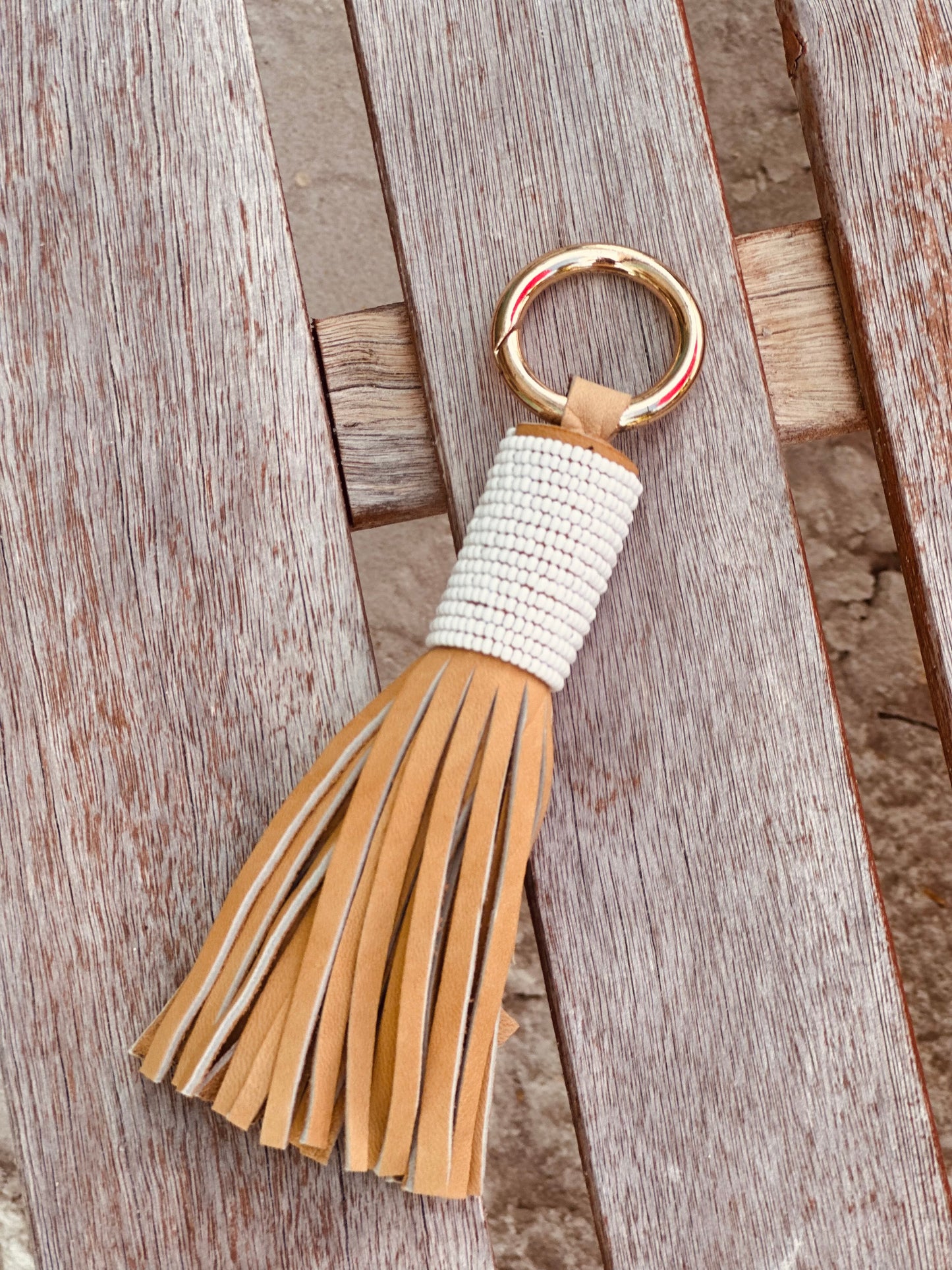 Tassel Key Ring + Glass Beads