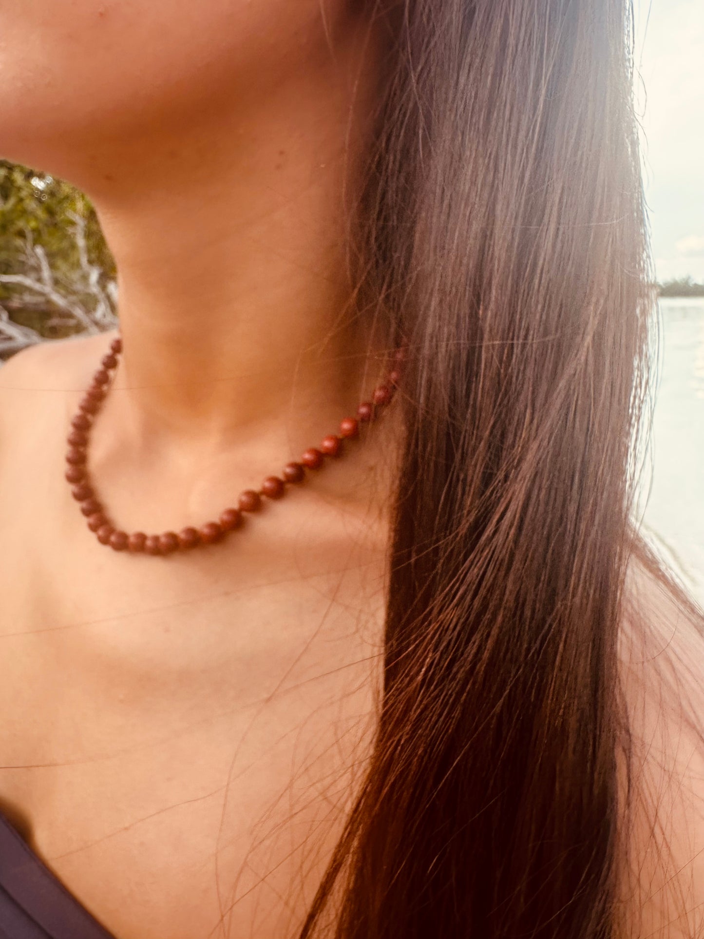 Piedra preciosa pura + jaspe rojo || Collar