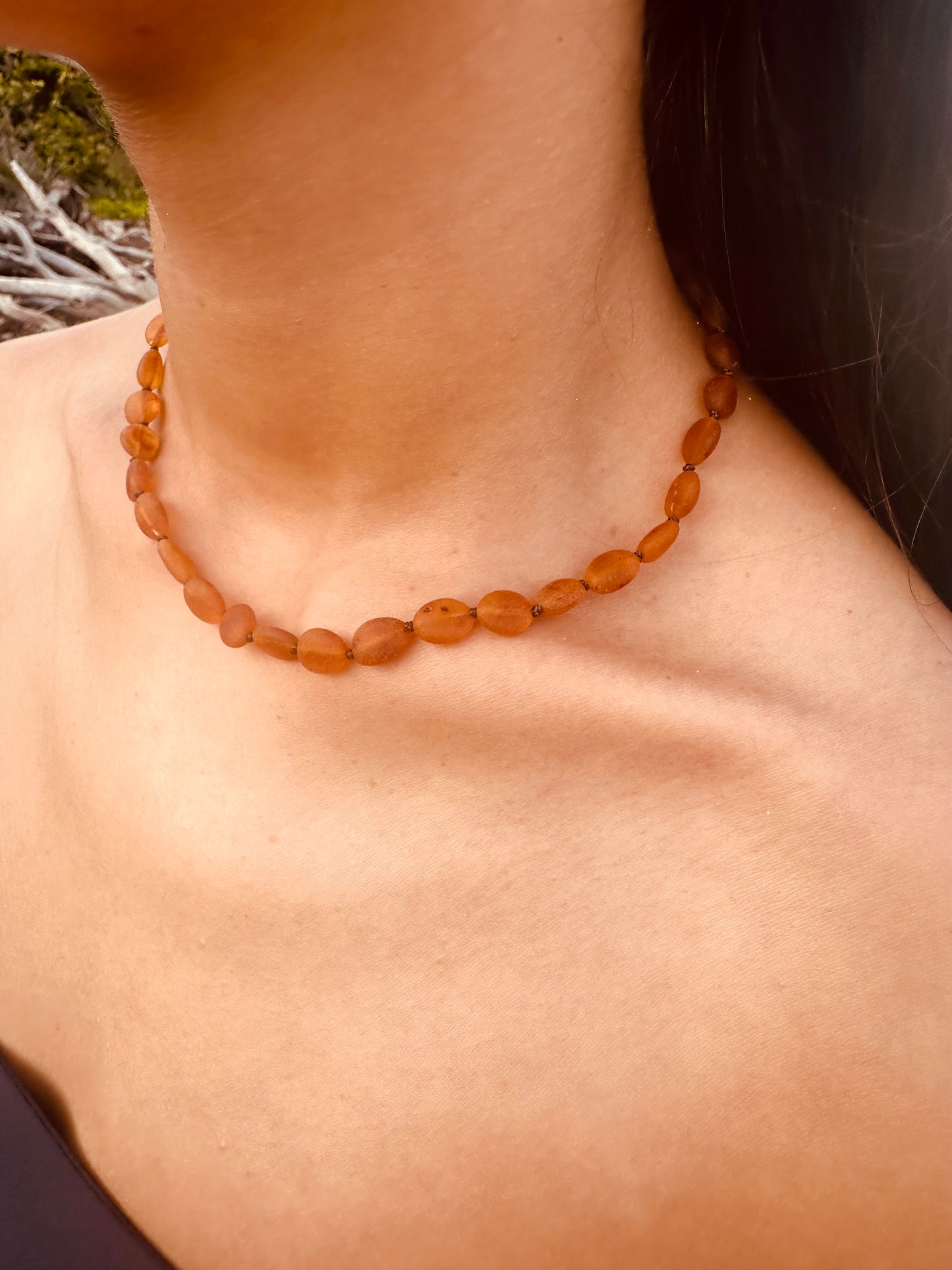Ámbar báltico de coñac crudo || Clásico || Collar