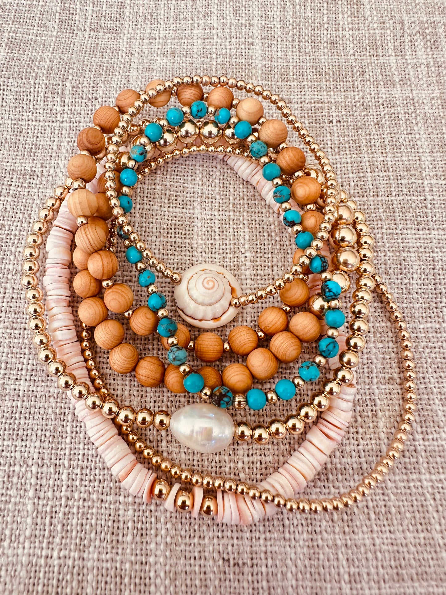 Natural Turquoise + Gold Sun || Adult Bracelet or Anklet