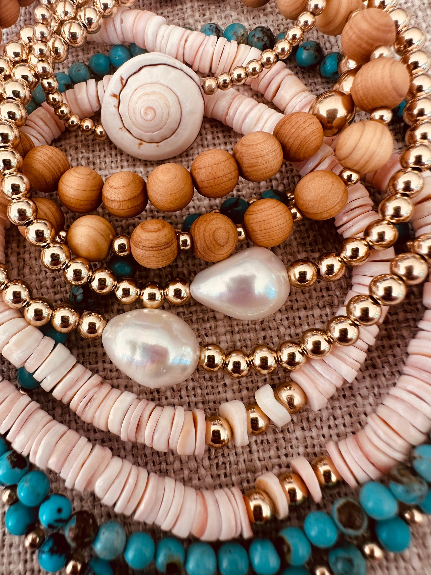 Natural Turquoise + Gold Sun || Adult Bracelet or Anklet