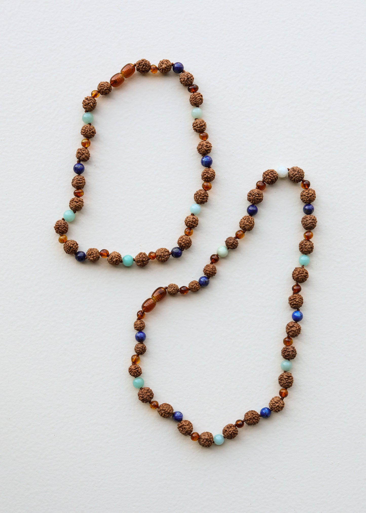 Coñac crudo Ámbar báltico + Jaspe turquesa || Conjunto de collar