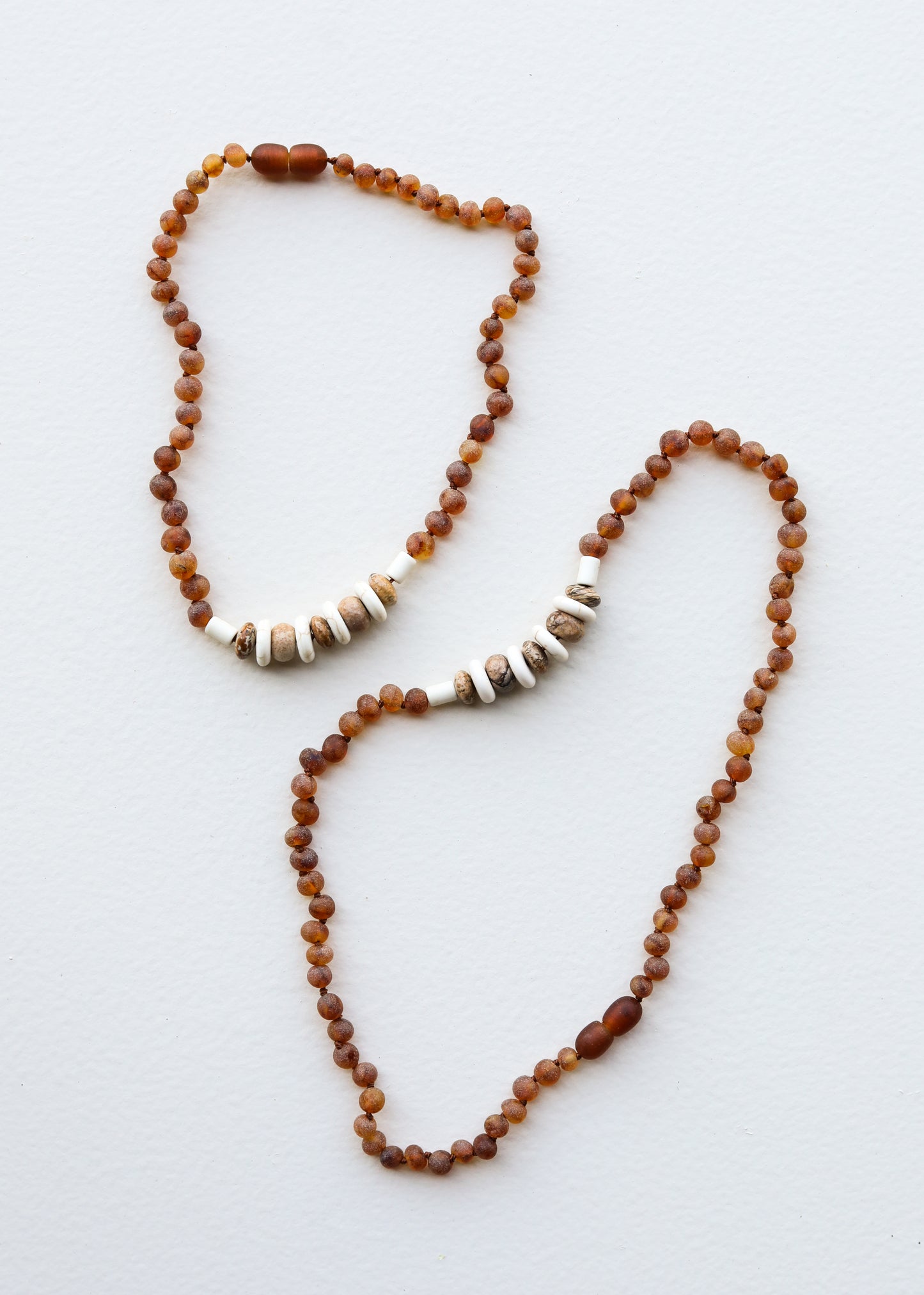 Coñac crudo Ámbar báltico + Jaspe turquesa || Conjunto de collar