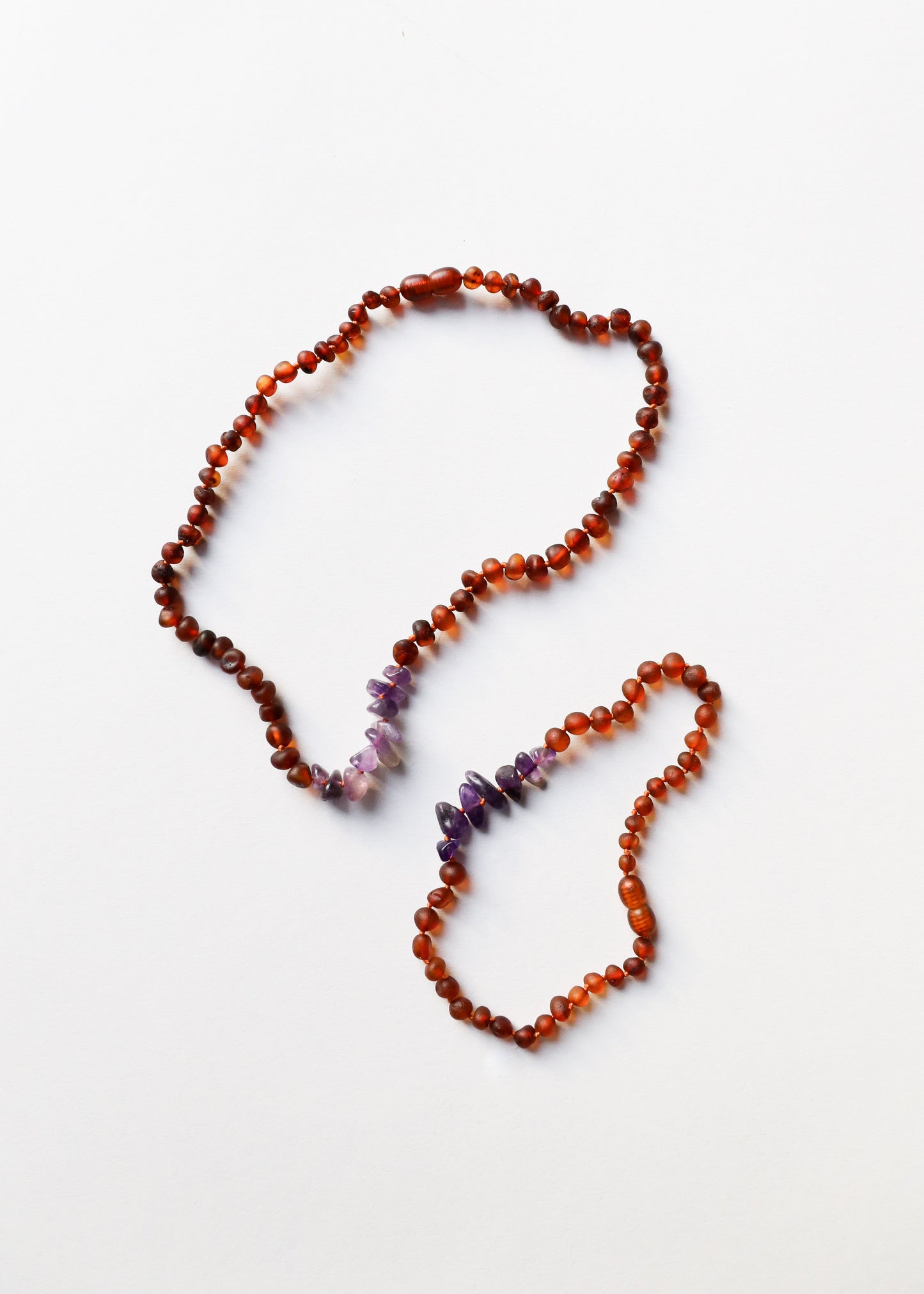 Coñac crudo Ámbar báltico + Amatista cruda || Collar