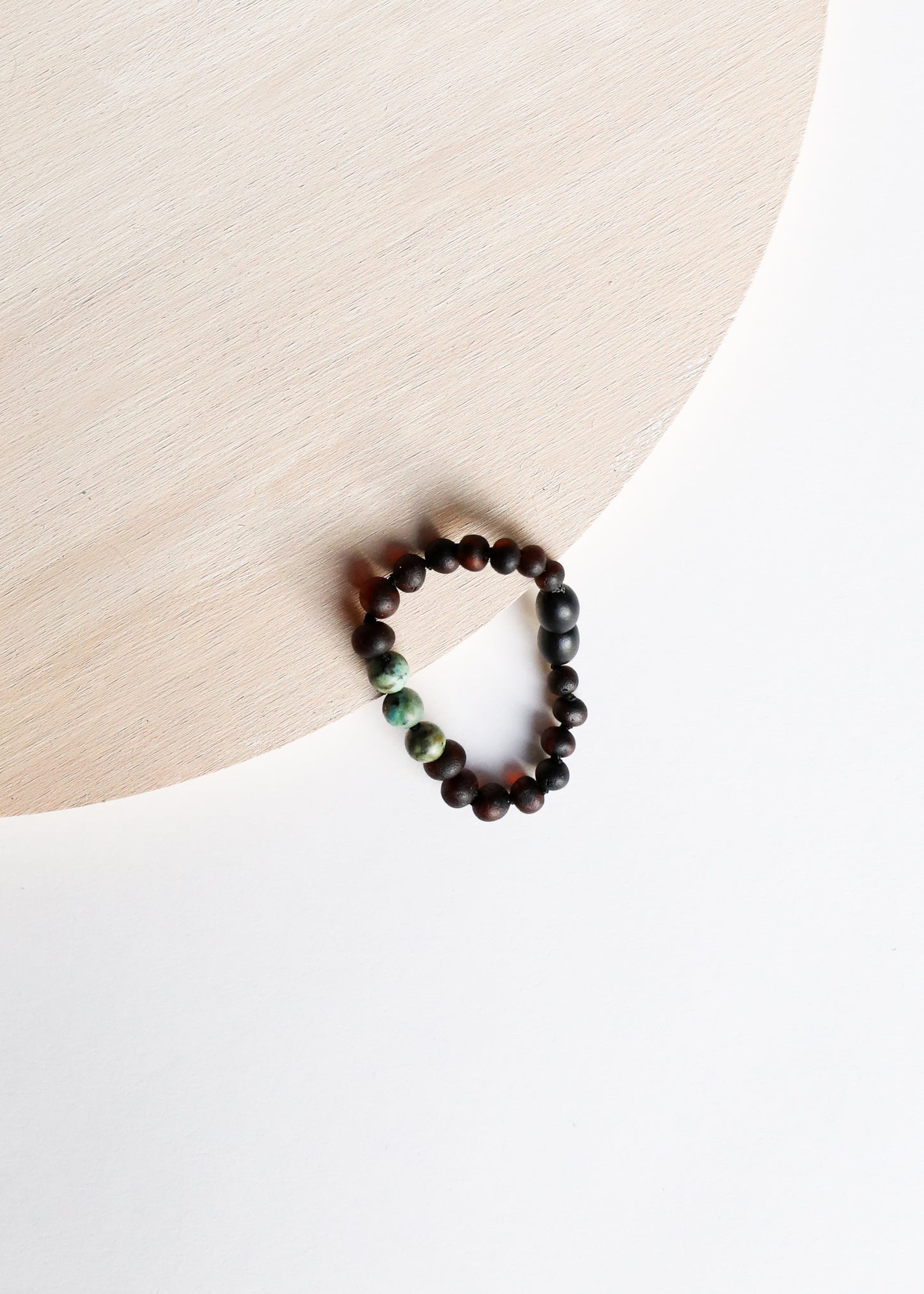 Ámbar báltico negro crudo + jaspe turquesa || Tobillera o pulsera