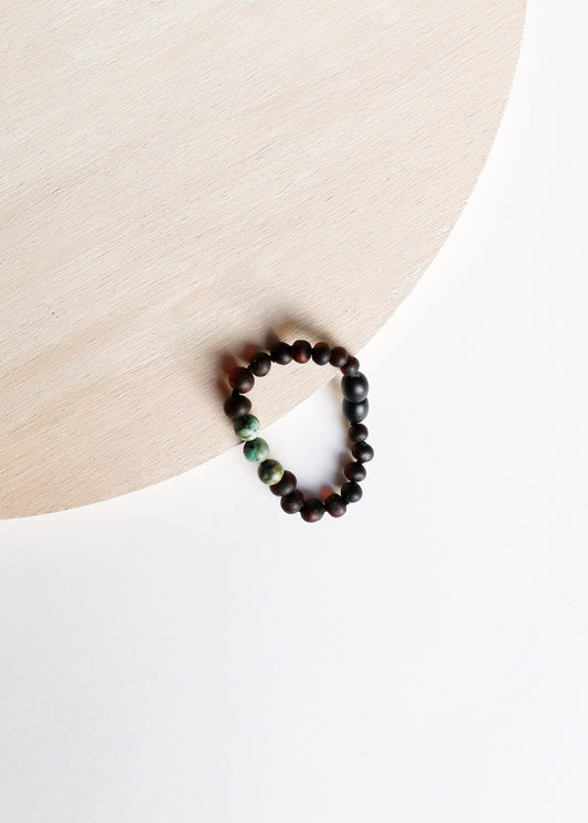 Raw Black Baltic Amber + Turquoise Jasper || Anklet or Bracelet