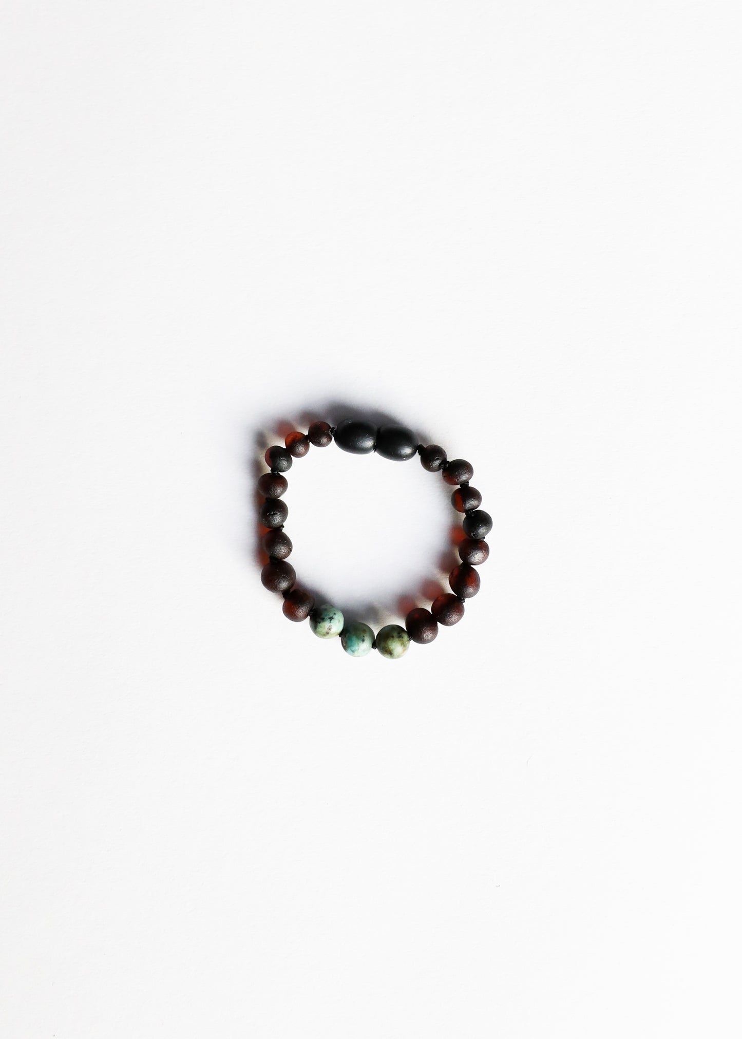 Ámbar báltico negro crudo + jaspe turquesa || Tobillera o pulsera