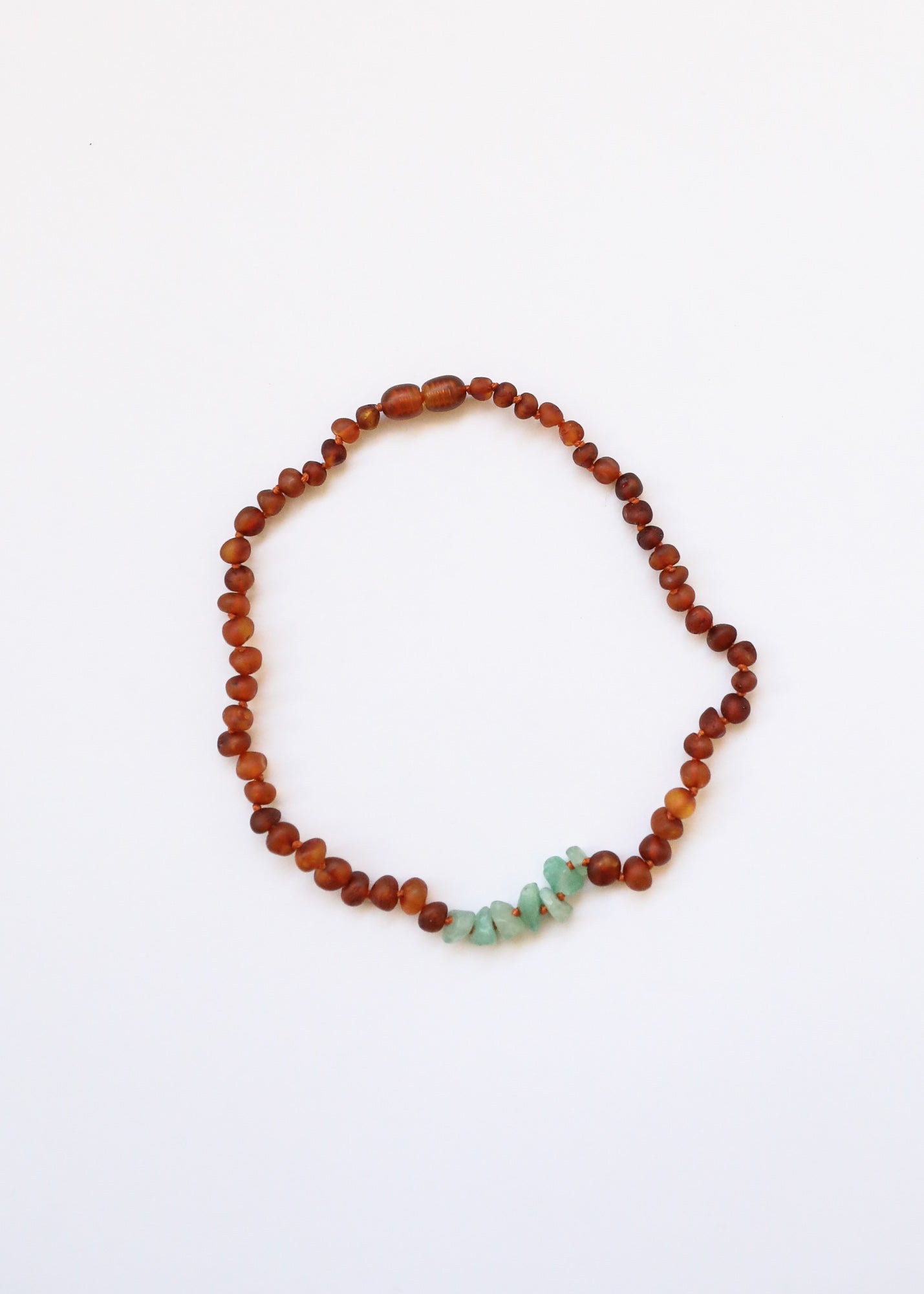 Ámbar báltico de coñac crudo + aventurina cruda || Collar