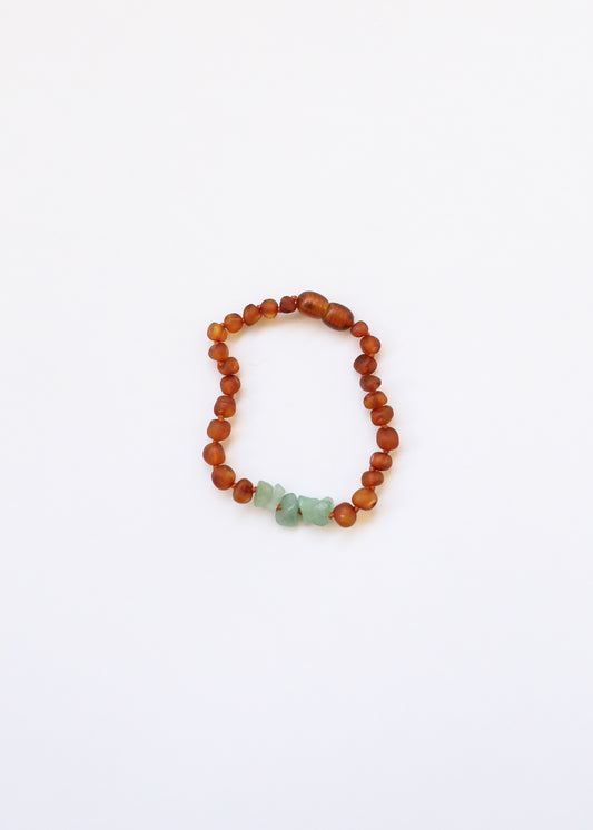 Raw Cognac Baltic Amber + Raw Aventurine || Anklet or Bracelet