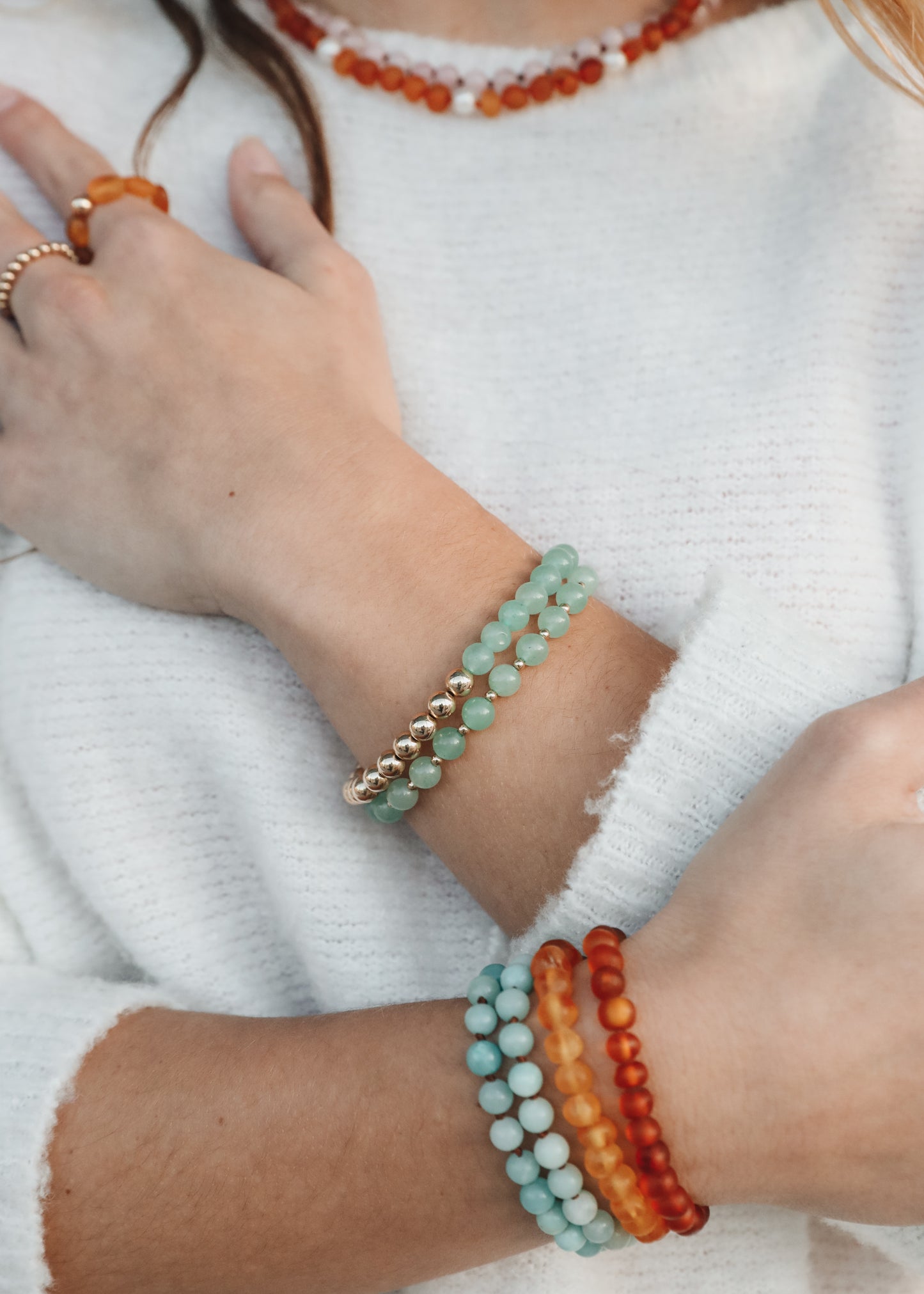 Aventurina: Sol Dorado + Luna || Pulseras para adultos