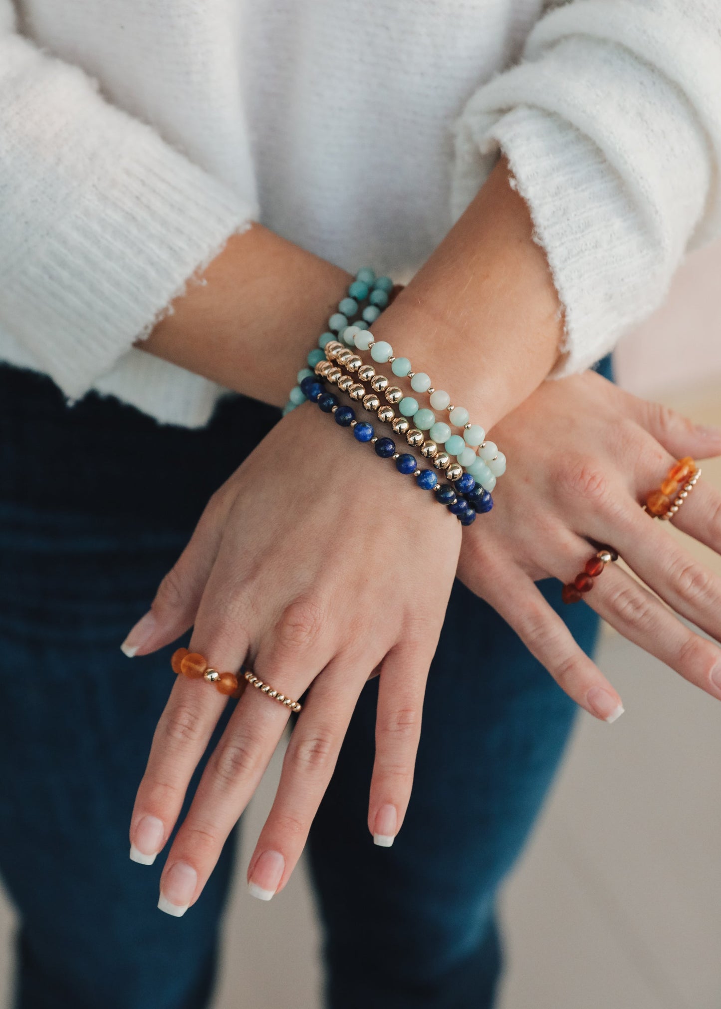 Aventurina: Sol Dorado + Luna || Pulseras para adultos