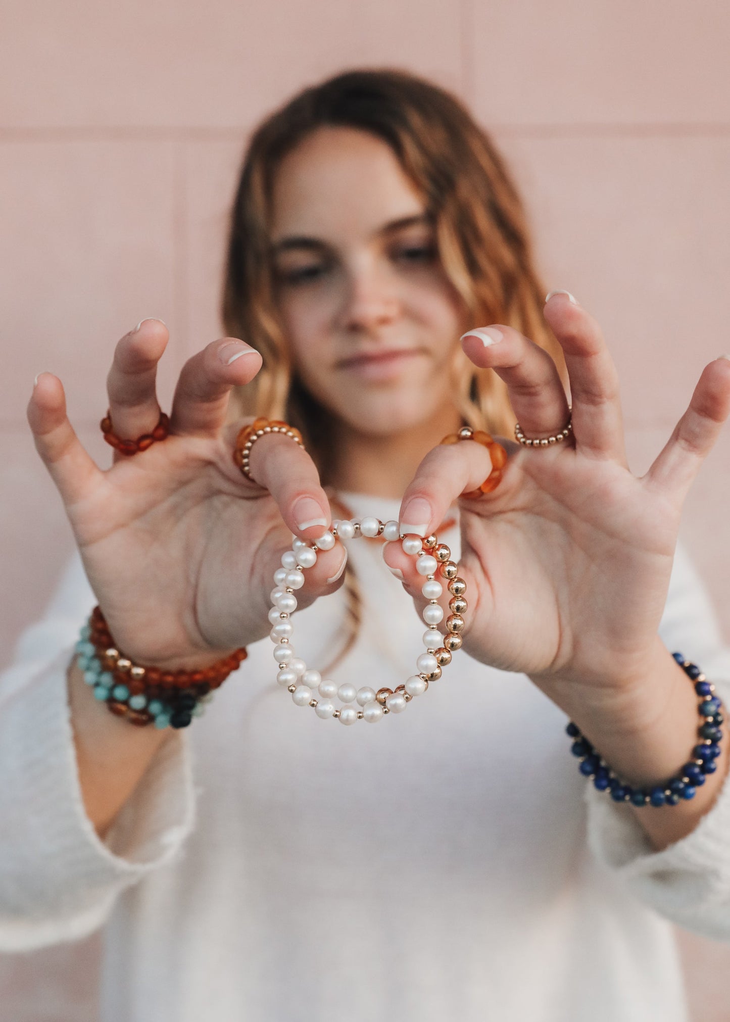 Lapislázuli: Sol dorado + Luna || Pulseras para adultos