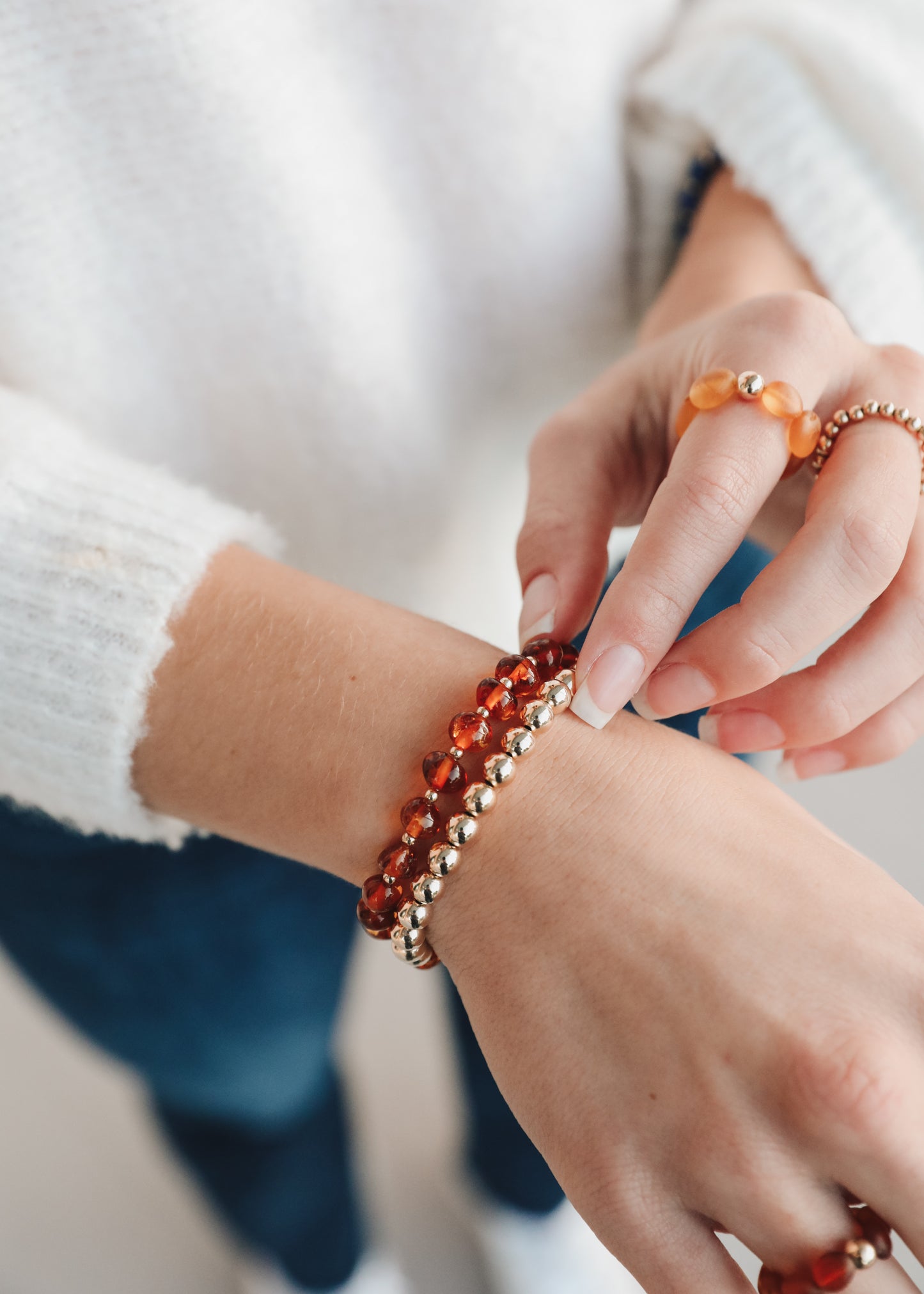 Ámbar del Mar Báltico: Sol dorado + Luna || Pulseras para adultos
