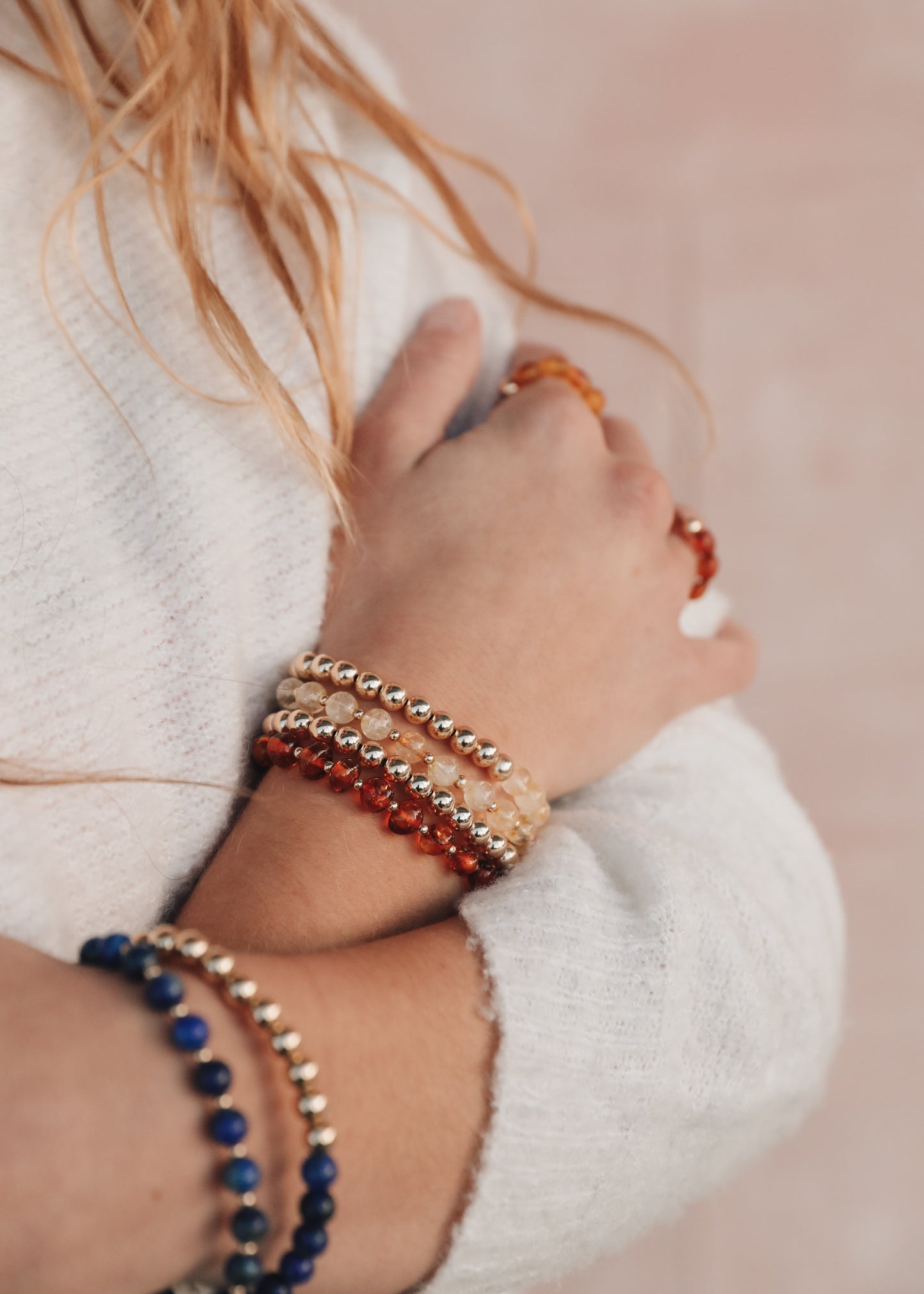 Lapislázuli: Sol dorado + Luna || Pulseras para adultos