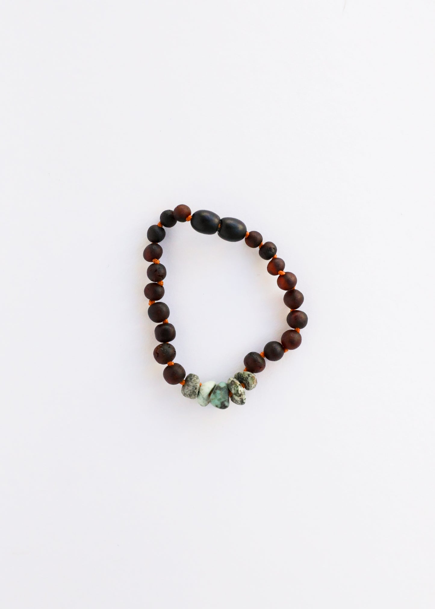 Ámbar Báltico Negro Crudo + Jaspe Turquesa Crudo || Tobillera o pulsera