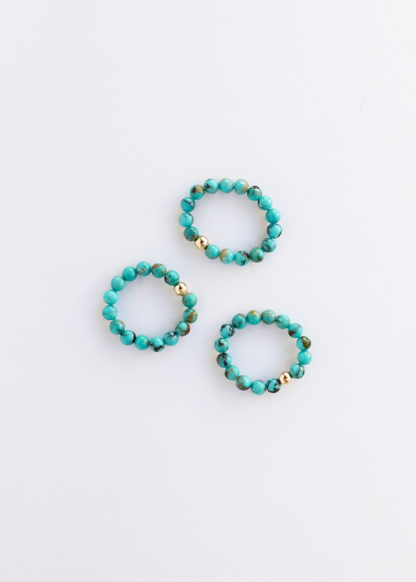 La pila perfecta || Anillos de turquesa natural + oro + ámbar ||
