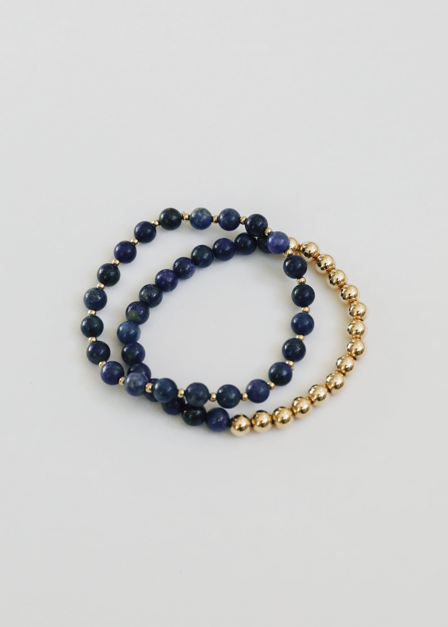Lapislázuli: Sol dorado + Luna || Pulseras para adultos