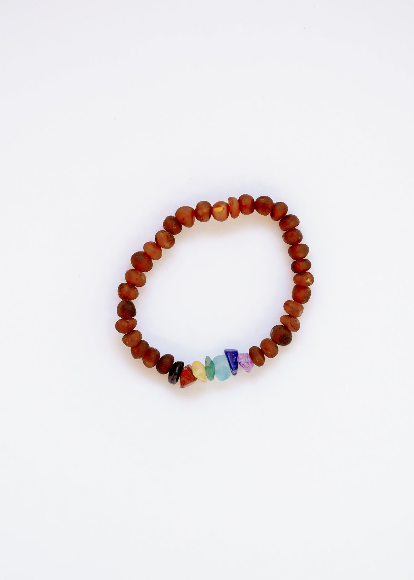Ámbar báltico de coñac crudo + cristales CHAKRA crudos || Pulsera para adultos
