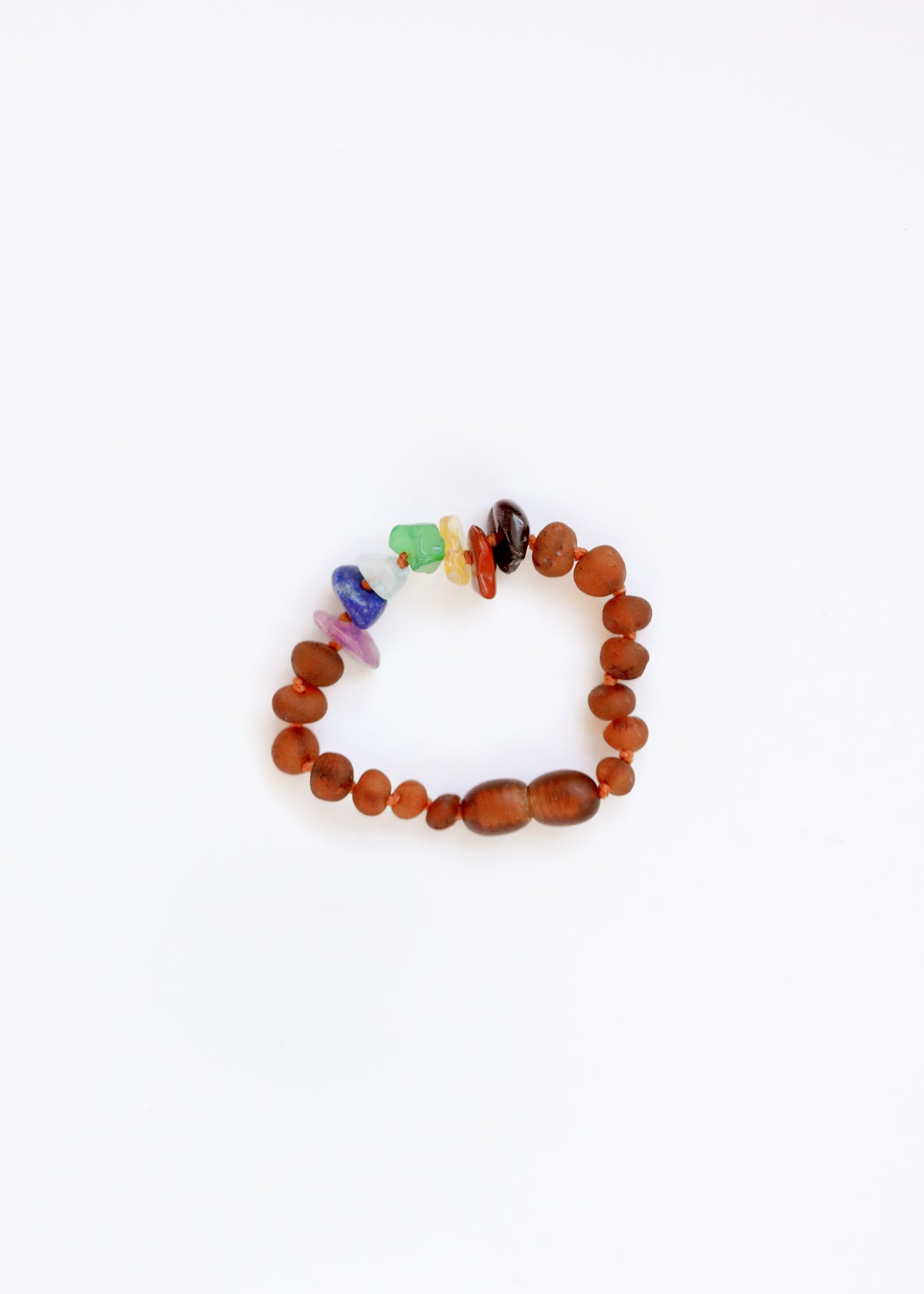 Ámbar báltico de coñac crudo + cristales CHAKRA crudos || Tobillera o pulsera