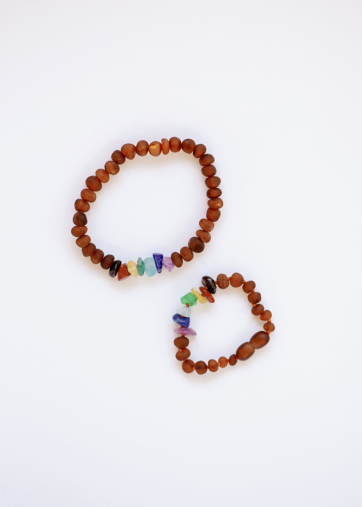 Ámbar báltico de coñac crudo + cristales CHAKRA crudos || Tobillera o pulsera