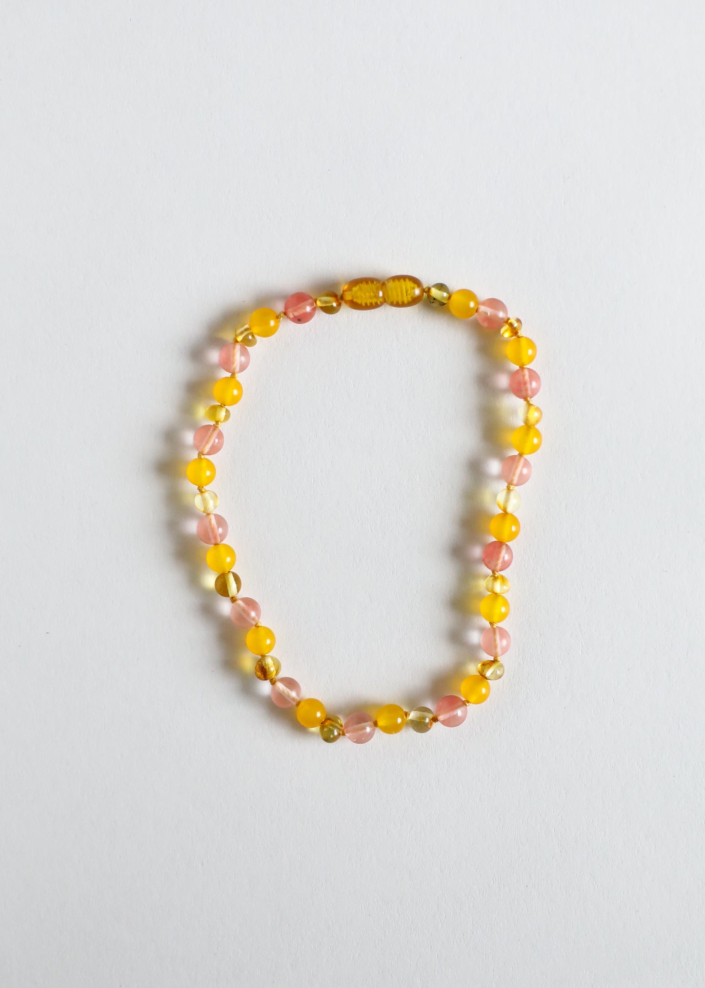Ámbar báltico con miel pulida + piedras preciosas de madreselva || Collar