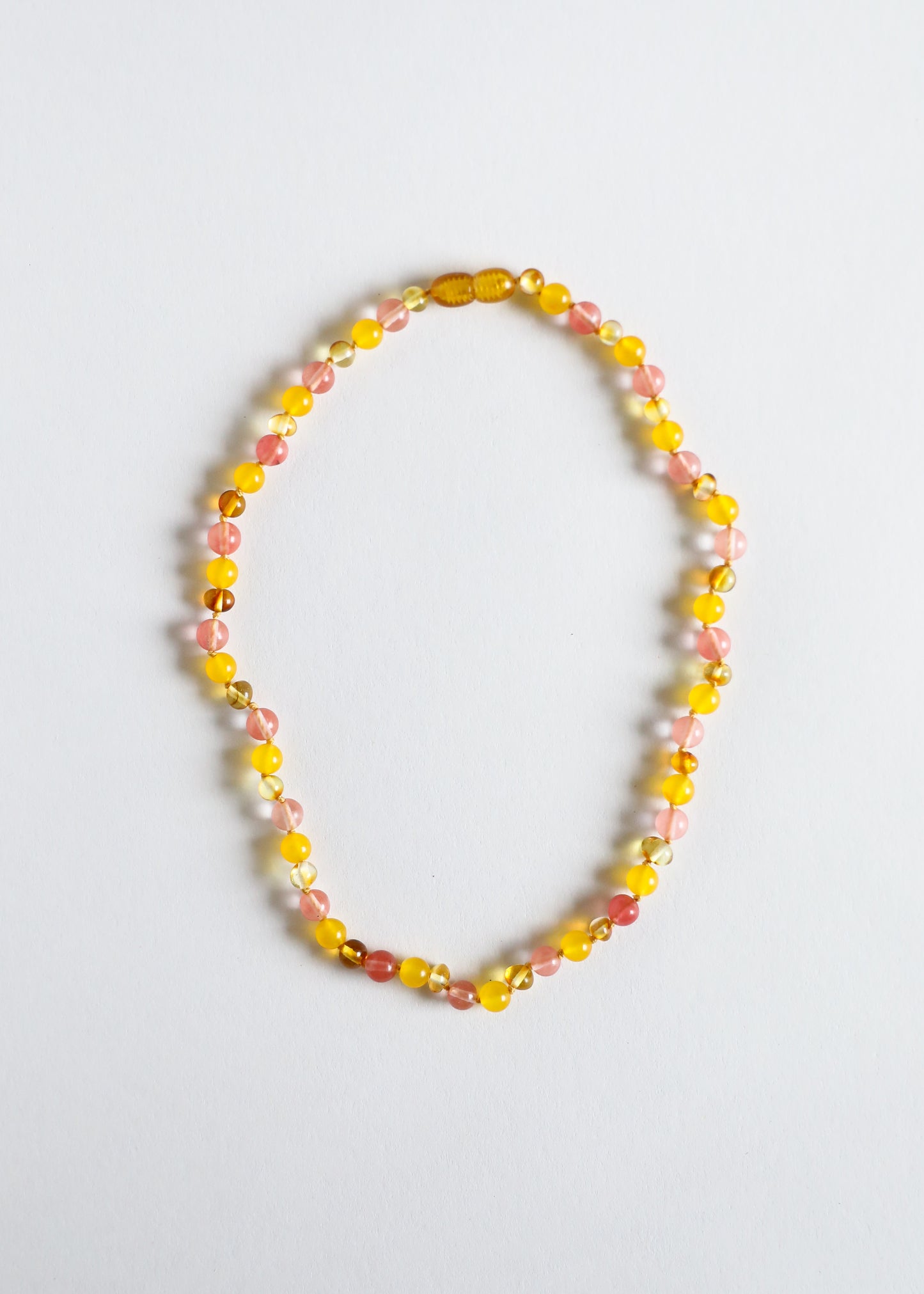 Ámbar báltico con miel pulida + piedras preciosas de madreselva || Collar