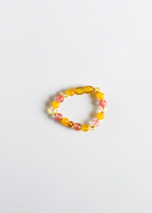 Polished Honey Baltic Amber + Honeysuckle Gemstones || Anklet or Bracelet