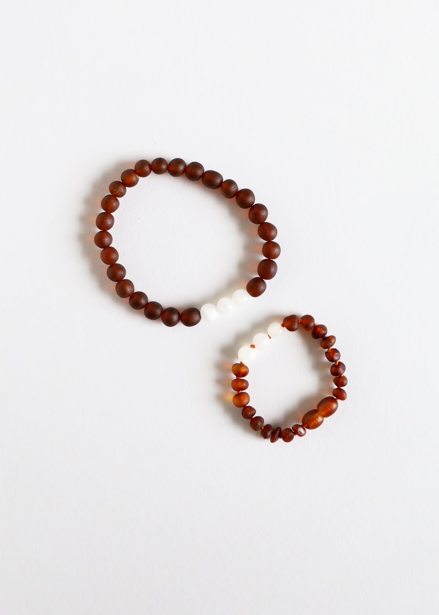 Coñac crudo Ámbar báltico + Piedra lunar || Conjunto de pulsera