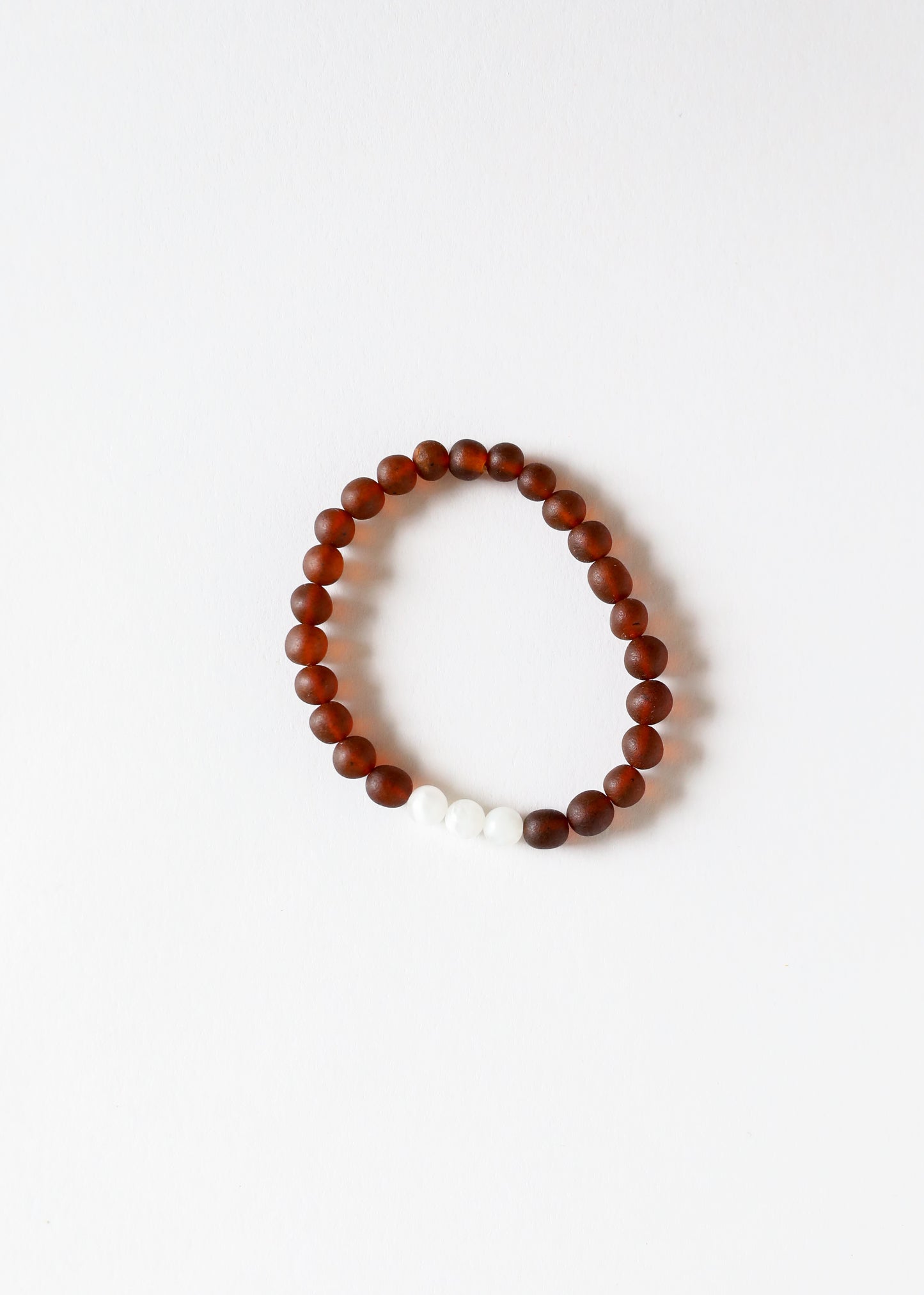 Coñac crudo Ámbar báltico + Piedra lunar || Pulsera para adultos