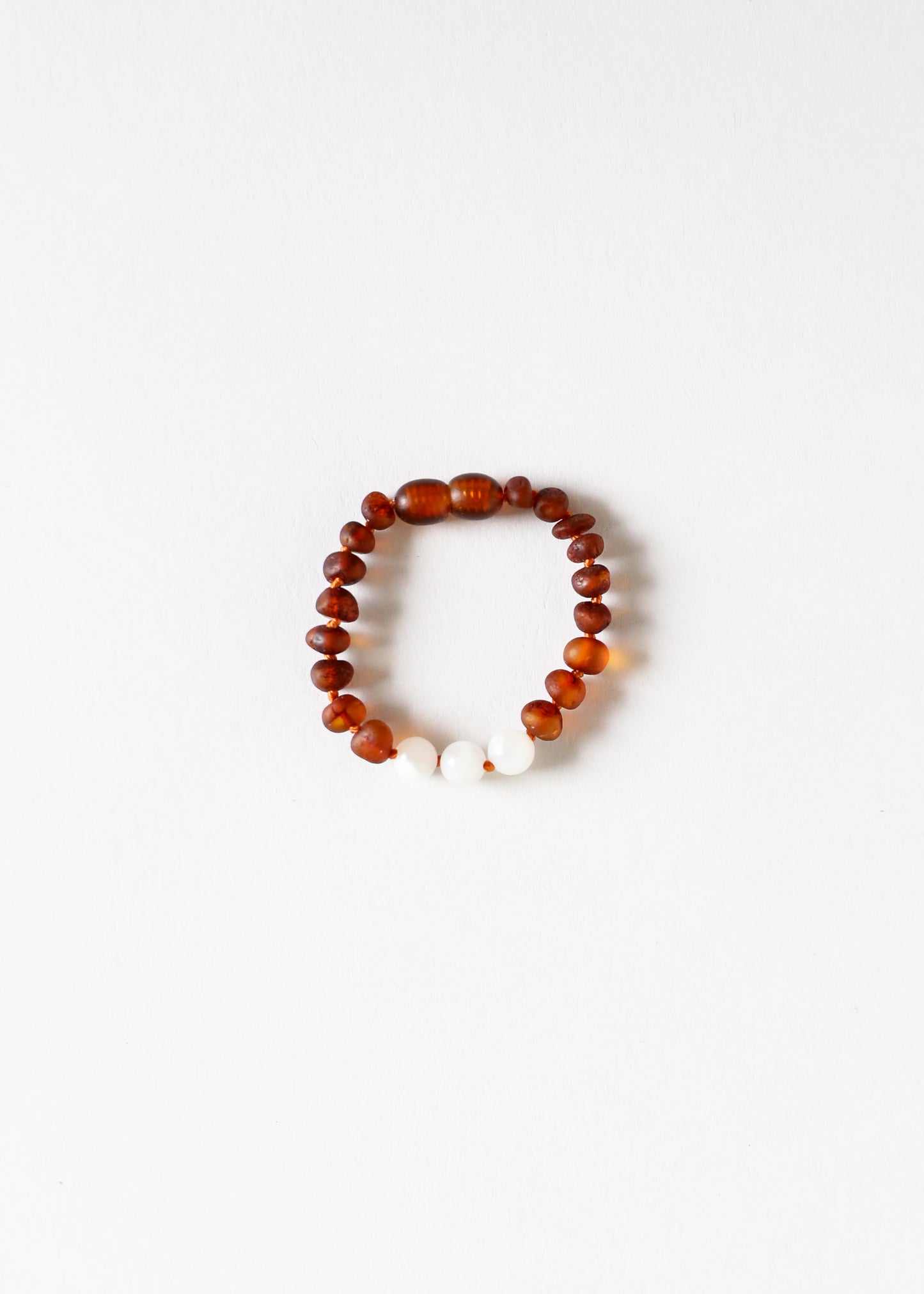 Coñac crudo Ámbar báltico + Piedra lunar || Conjunto de pulsera