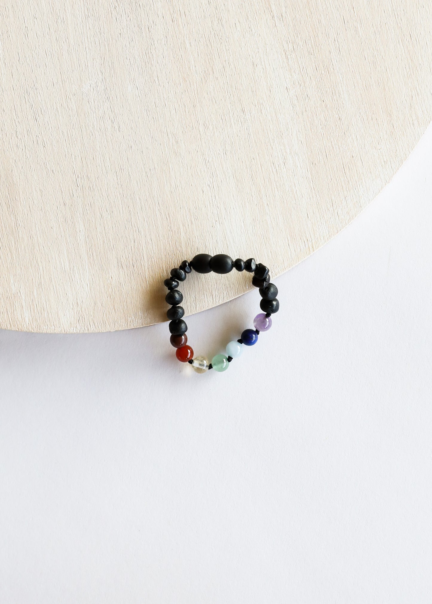 Ámbar Báltico Negro Crudo + Cristales CHAKRA || Tobillera o pulsera