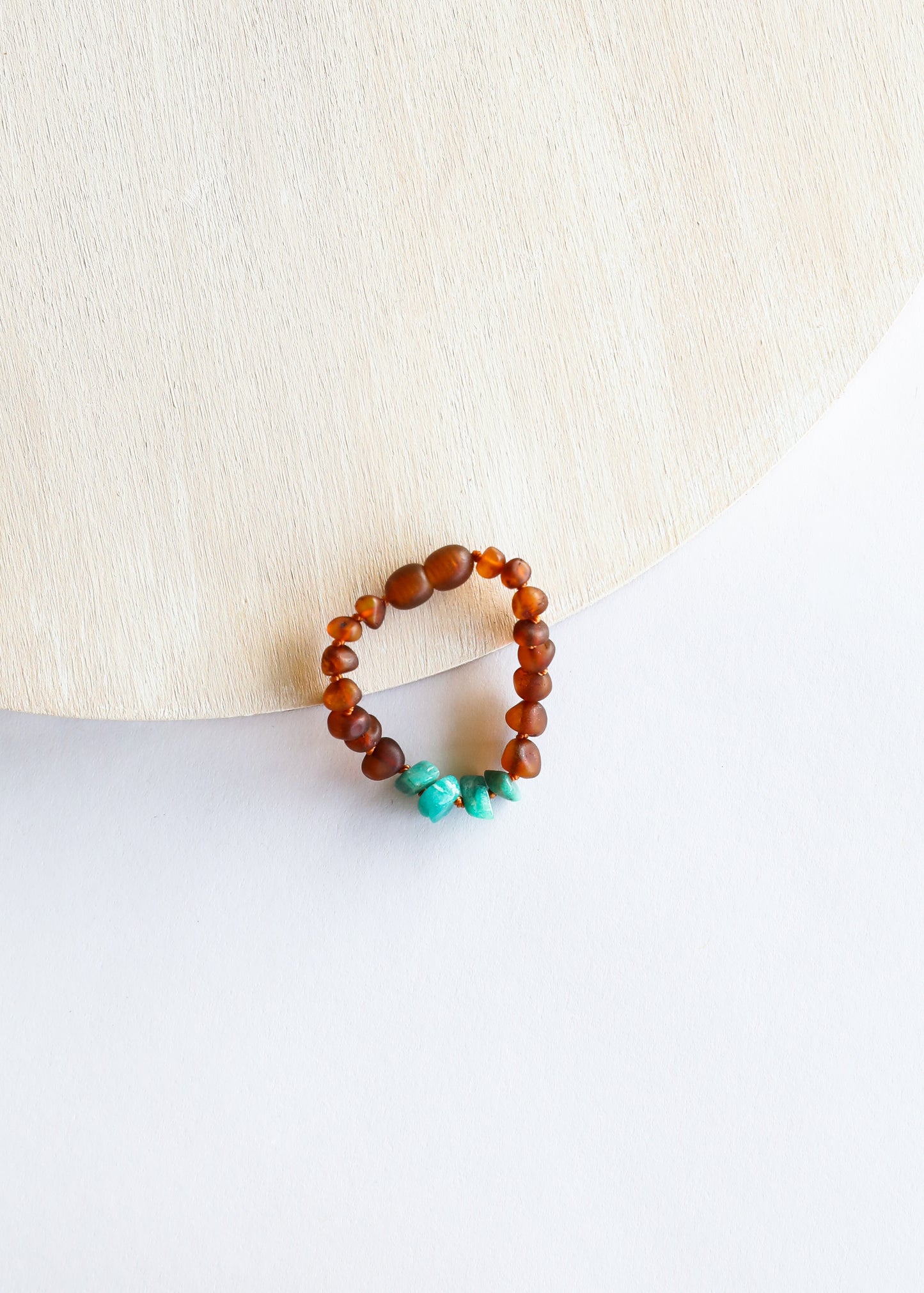 Ámbar báltico de coñac crudo + Amazonita verde cruda || Tobillera o pulsera