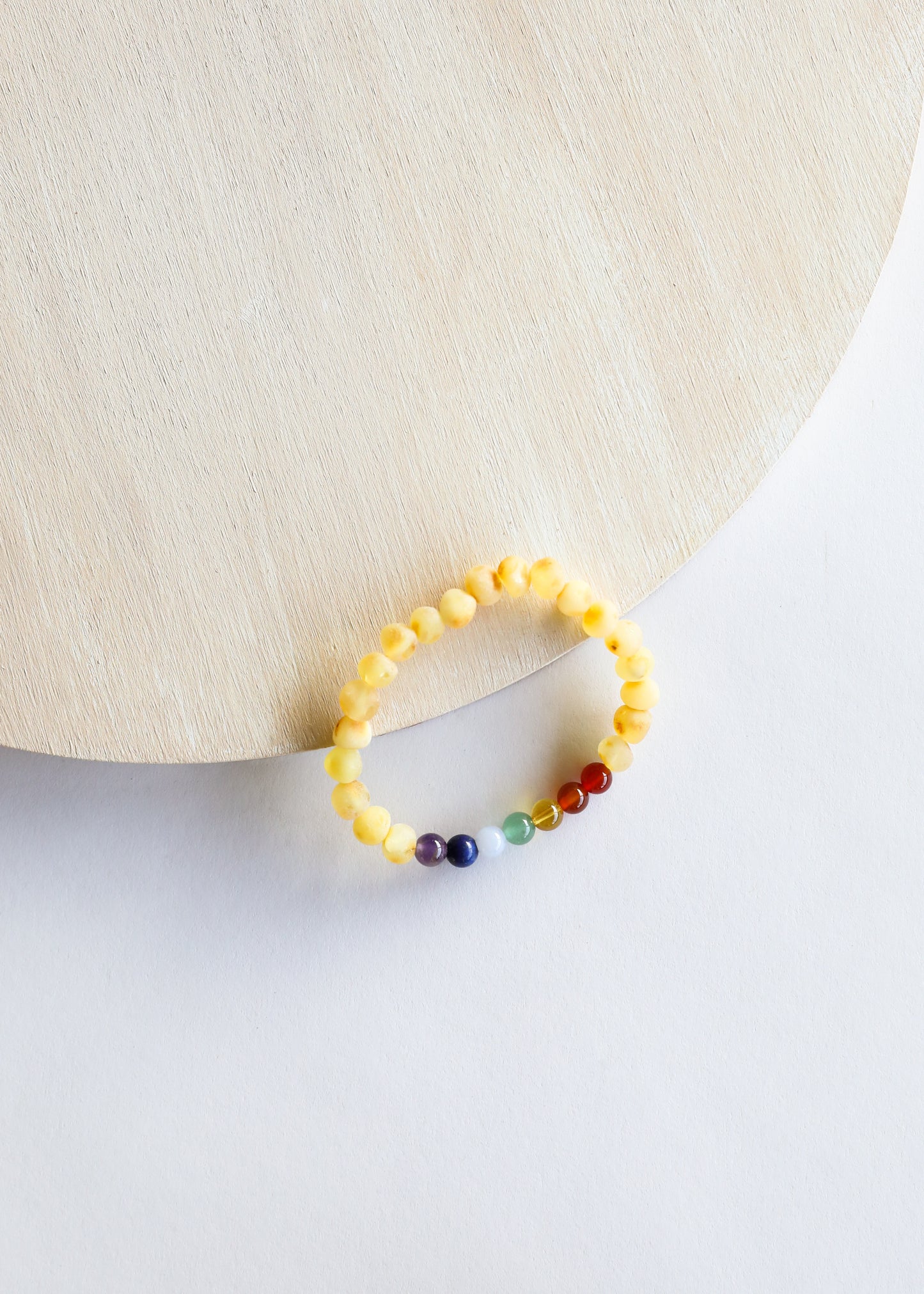 Ámbar báltico de miel cruda + cristales CHAKRA || Pulsera para adultos