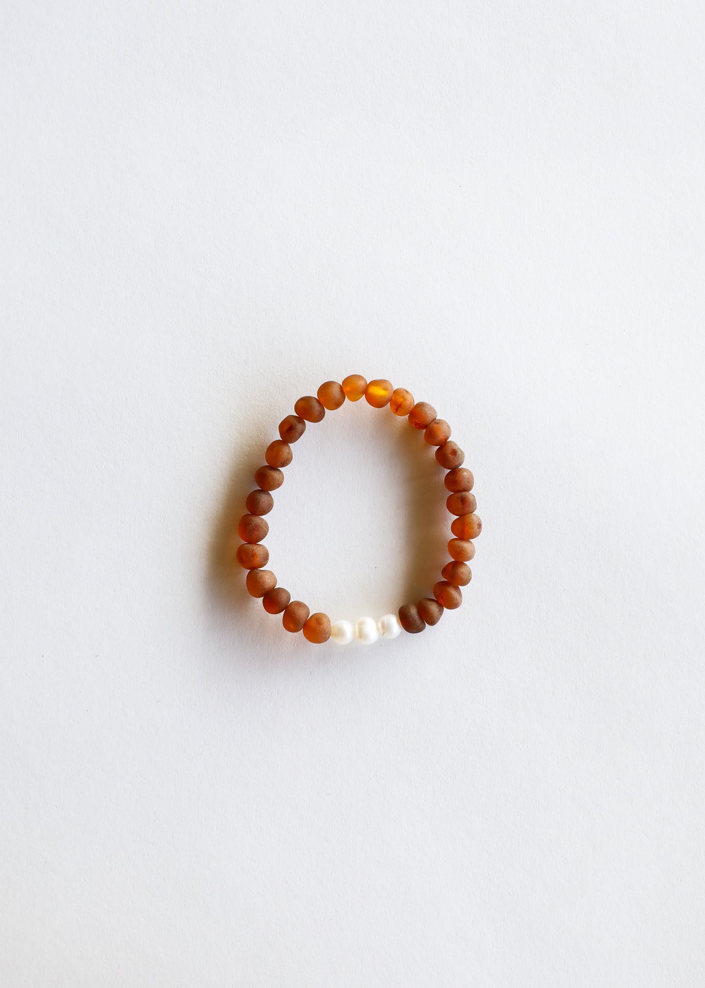 Coñac crudo Ámbar báltico + Perlas || Pulsera para adultos
