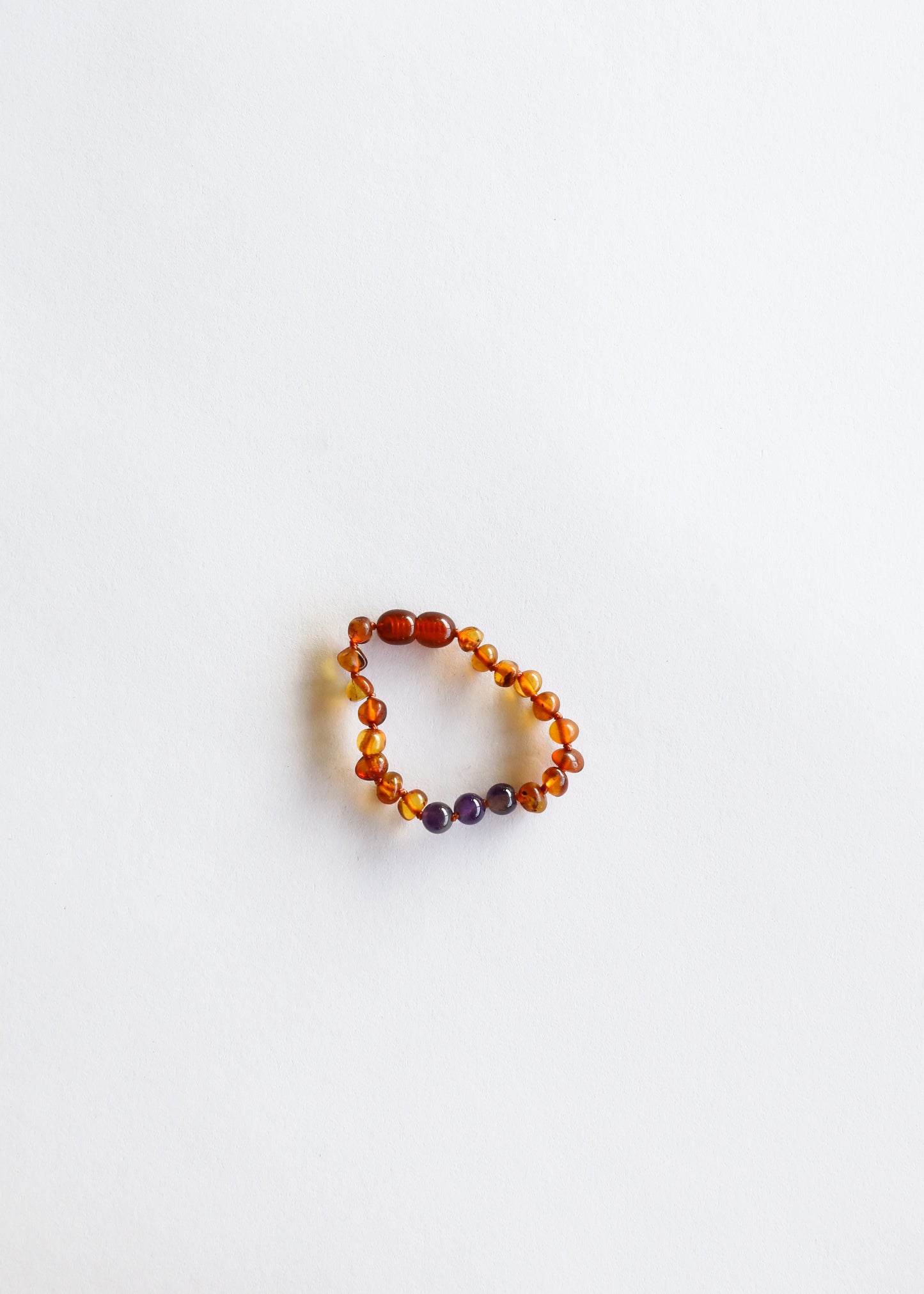 Coñac pulido Ámbar báltico + Amatista || Tobillera o pulsera