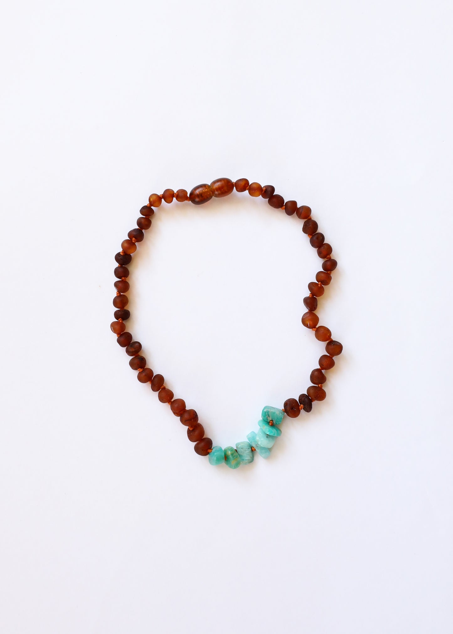 Raw Cognac Baltic Amber + Raw Amazonite || Necklace