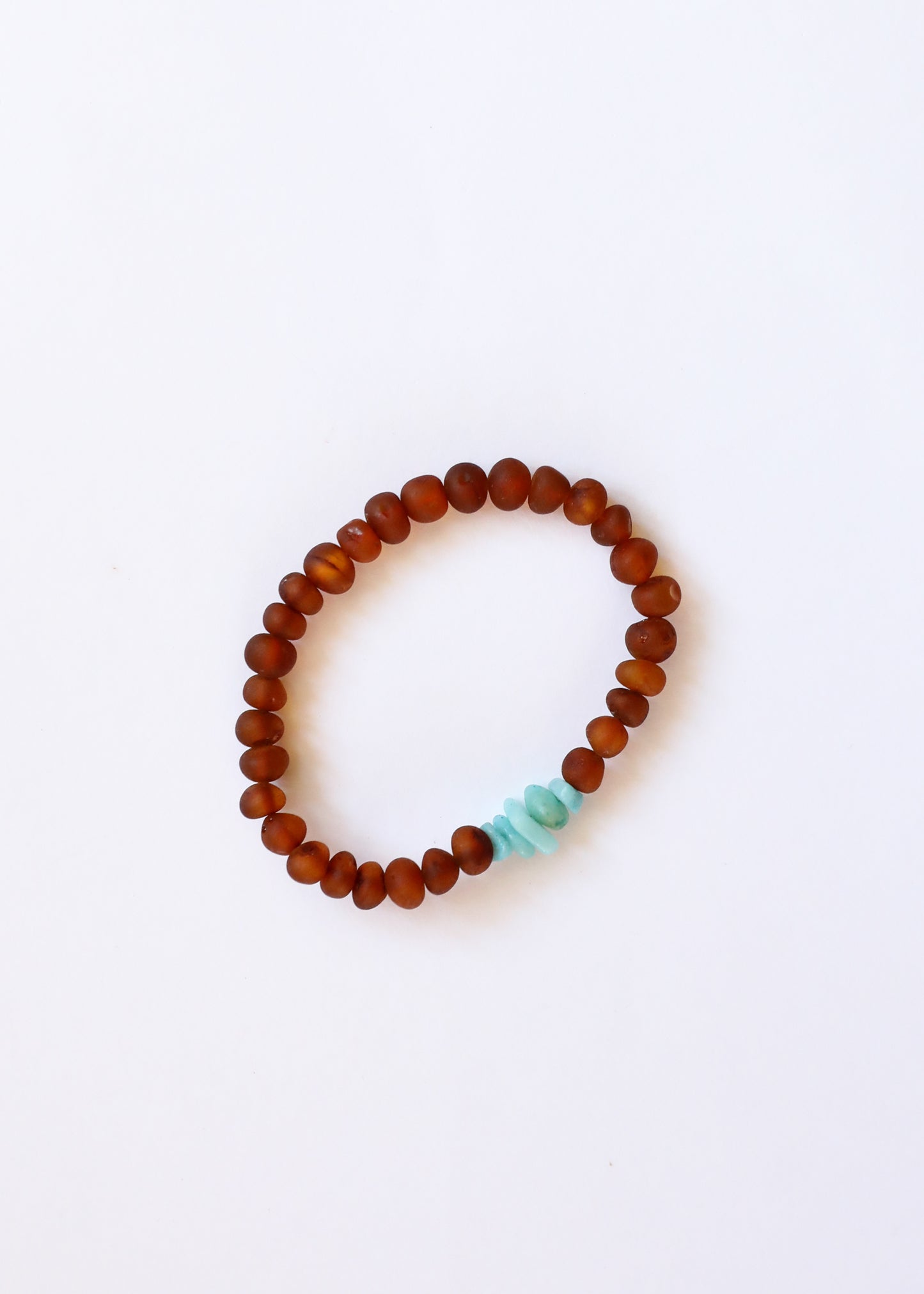 Raw Cognac Baltic Amber + Raw Amazonite || Adult Bracelet